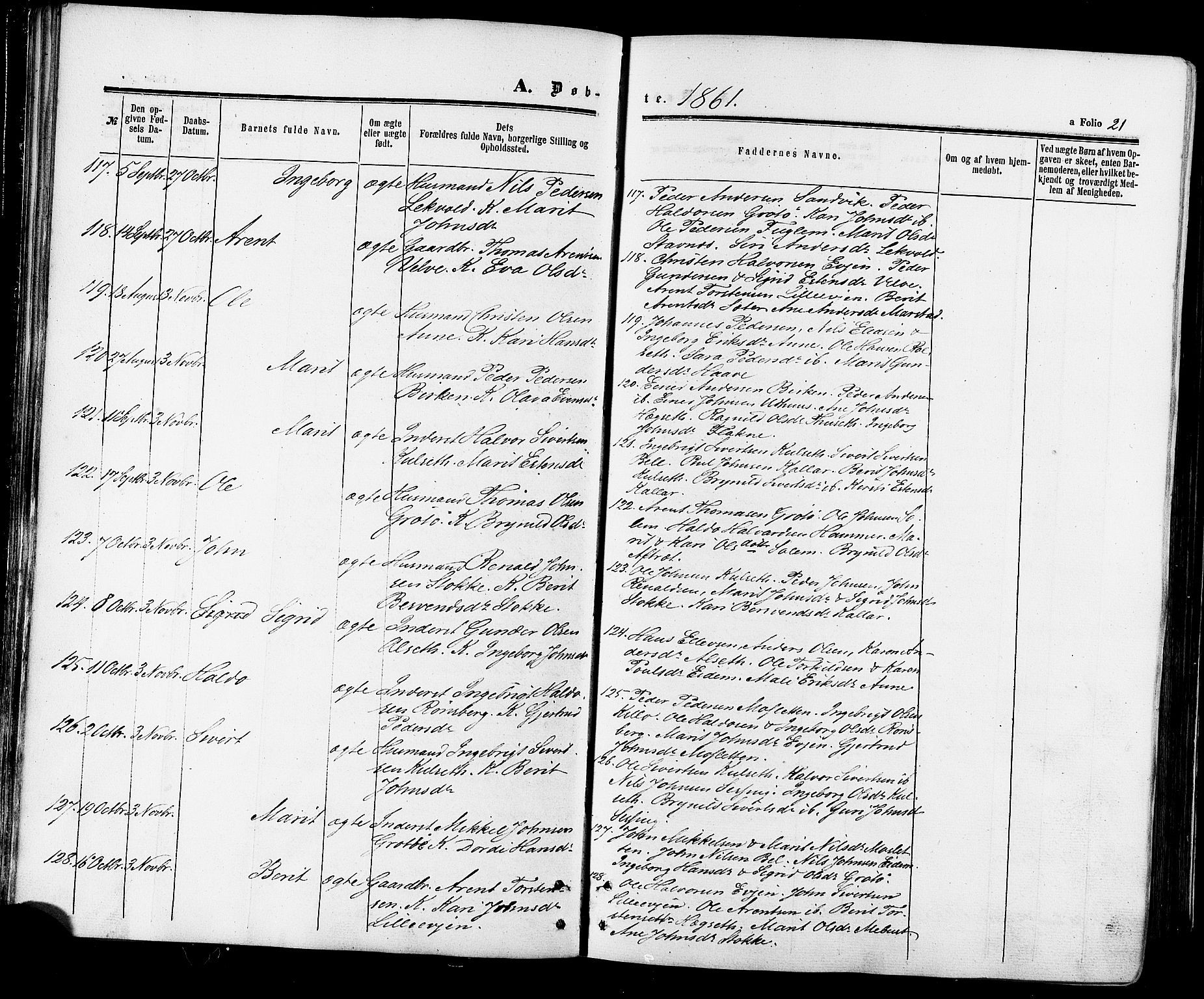 Ministerialprotokoller, klokkerbøker og fødselsregistre - Sør-Trøndelag, SAT/A-1456/695/L1147: Ministerialbok nr. 695A07, 1860-1877, s. 21