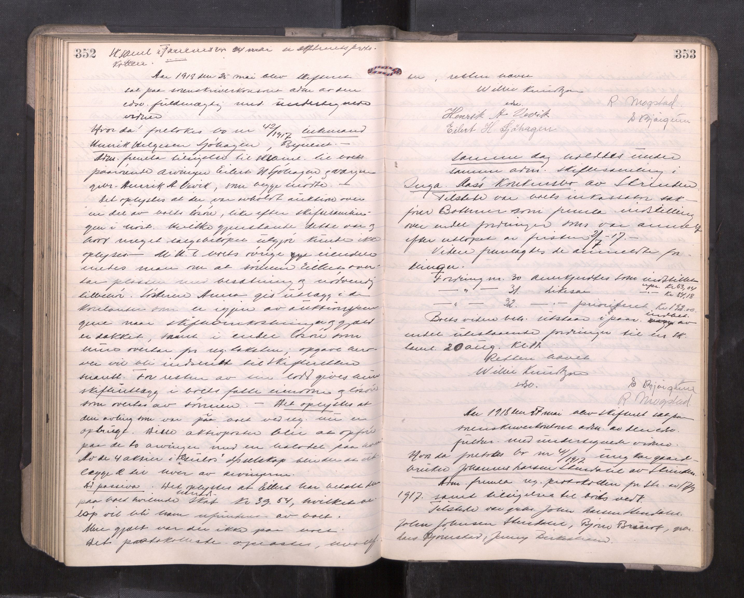 Strinda og Selbu sorenskriveri, AV/SAT-A-0015/3/3B/L0012: Skifteforhandlingsprot. 12, 1915-1919, s. 352-353