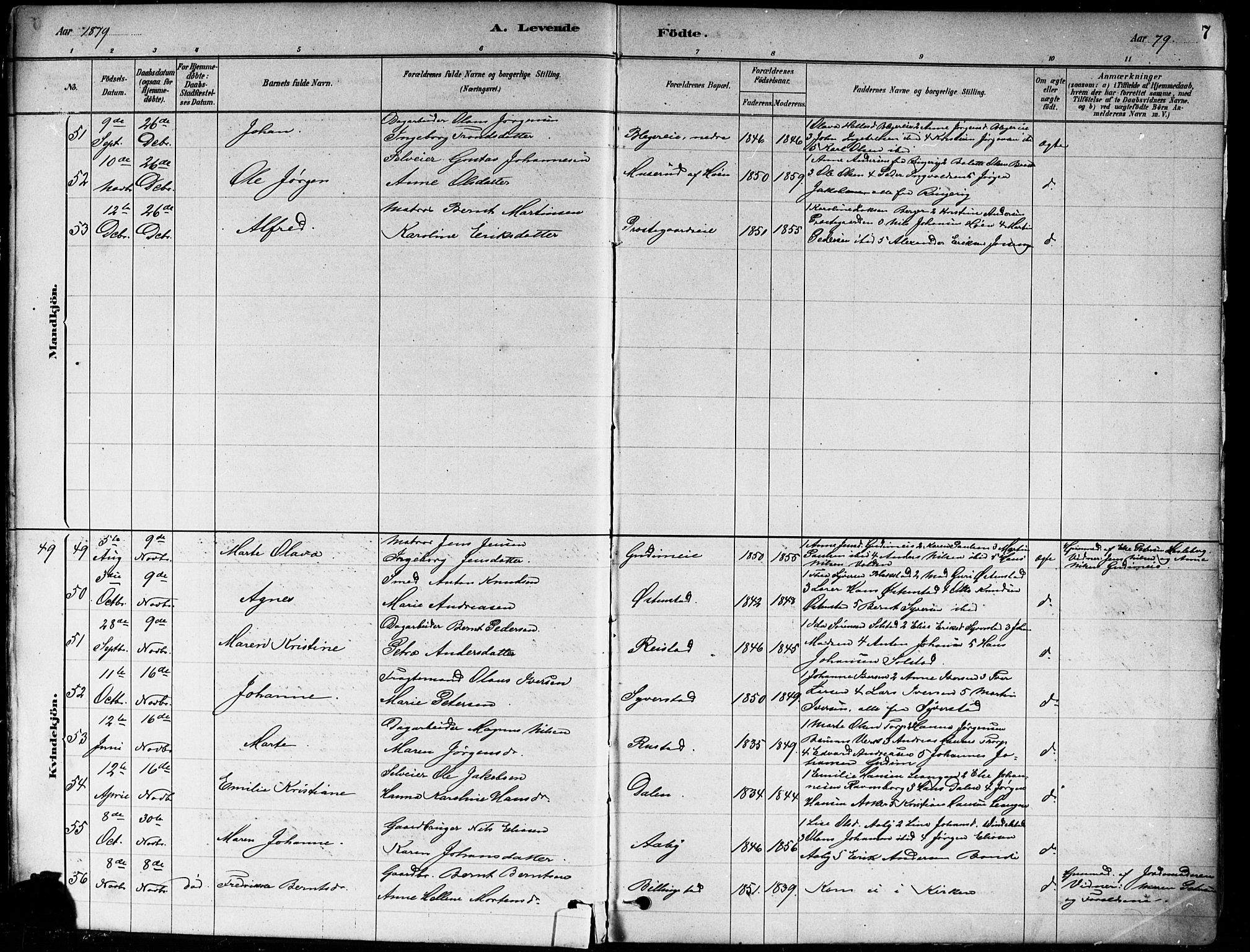 Asker prestekontor Kirkebøker, AV/SAO-A-10256a/F/Fa/L0013: Ministerialbok nr. I 13, 1879-1896, s. 7