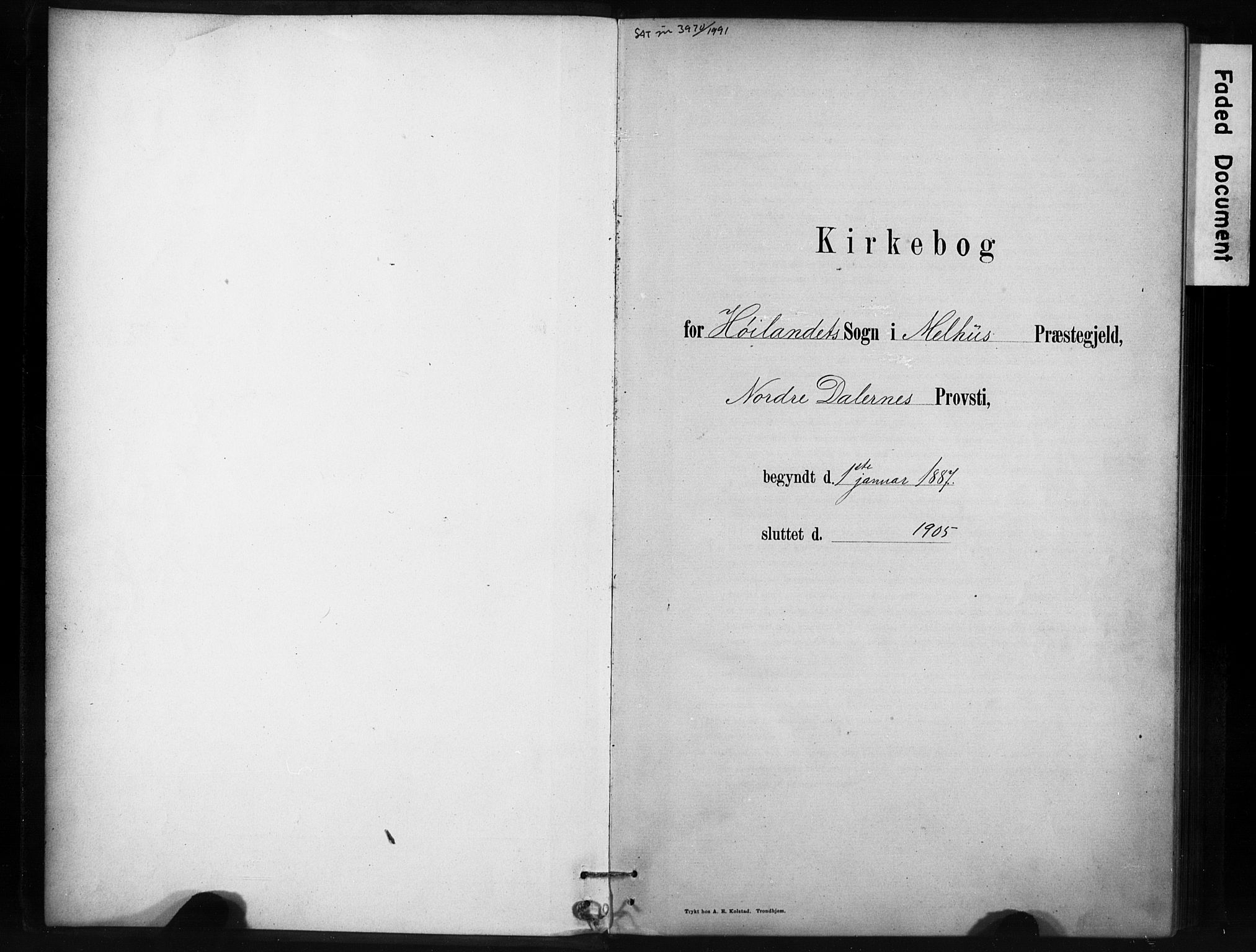 Ministerialprotokoller, klokkerbøker og fødselsregistre - Sør-Trøndelag, AV/SAT-A-1456/694/L1127: Ministerialbok nr. 694A01, 1887-1905