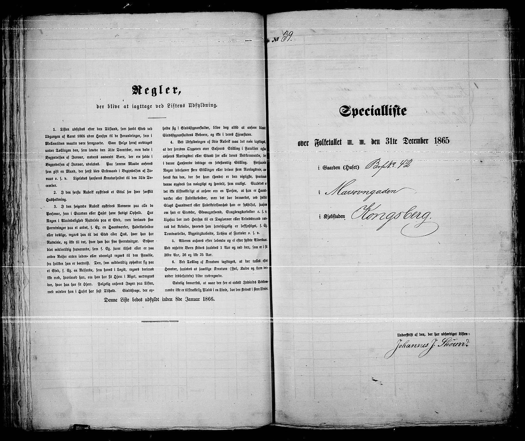 RA, Folketelling 1865 for 0604B Kongsberg prestegjeld, Kongsberg kjøpstad, 1865, s. 87