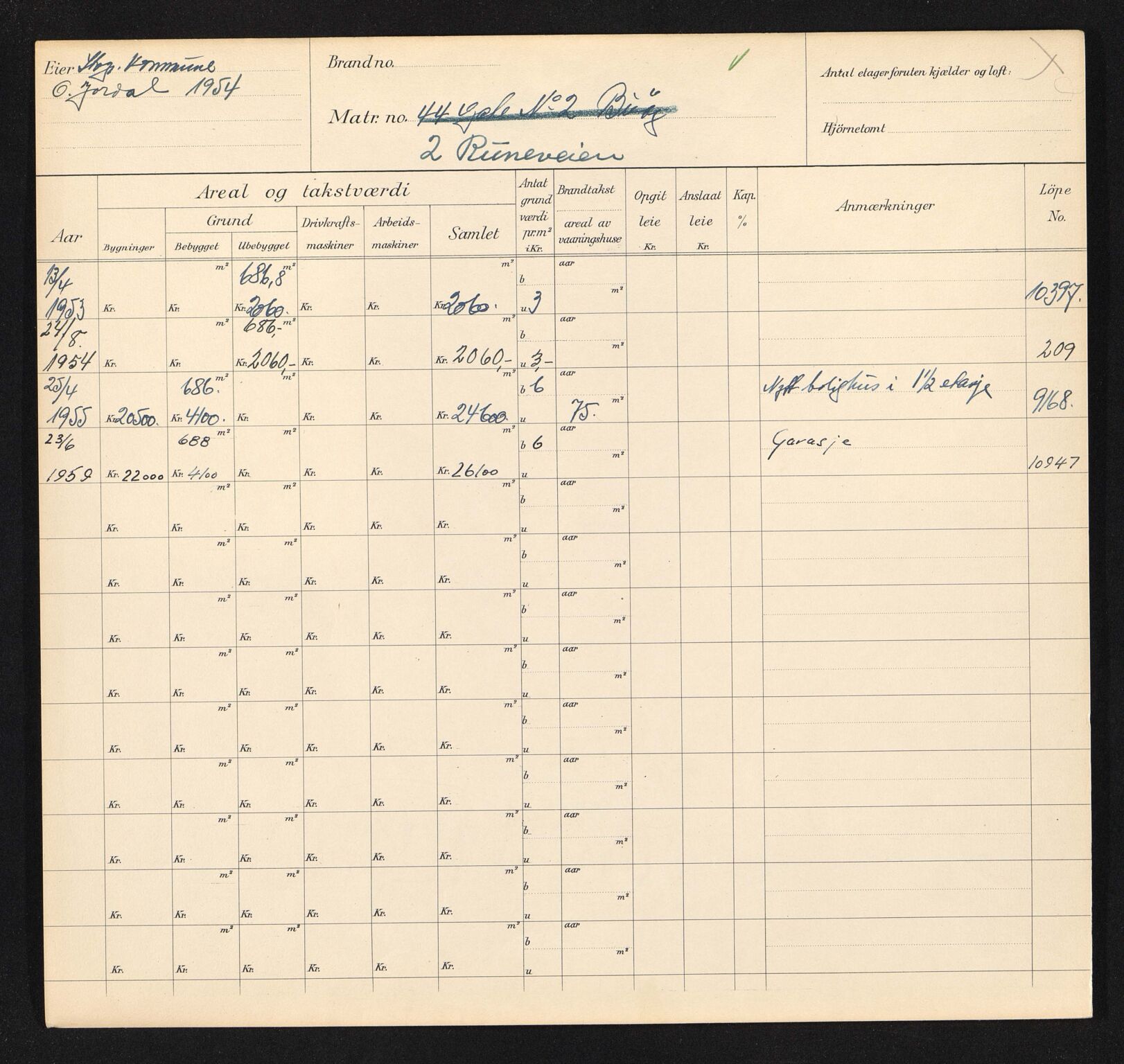 Stavanger kommune. Skattetakstvesenet, BYST/A-0440/F/Fa/Faa/L0037/0008: Skattetakstkort / Runeveien 1 - Ryfylkegata 30