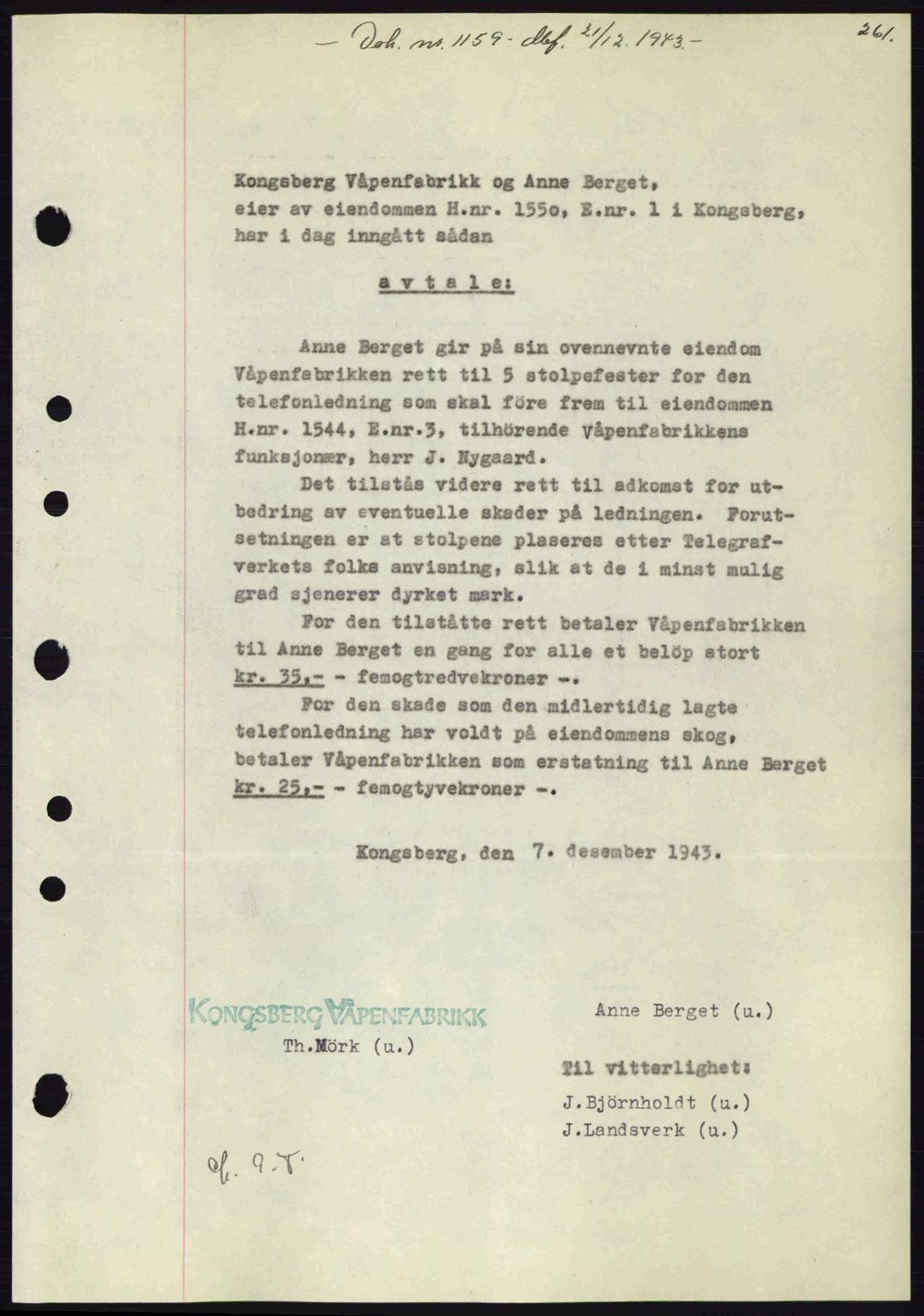 Numedal og Sandsvær sorenskriveri, SAKO/A-128/G/Ga/Gaa/L0055: Pantebok nr. A7, 1943-1944, Dagboknr: 1159/1943