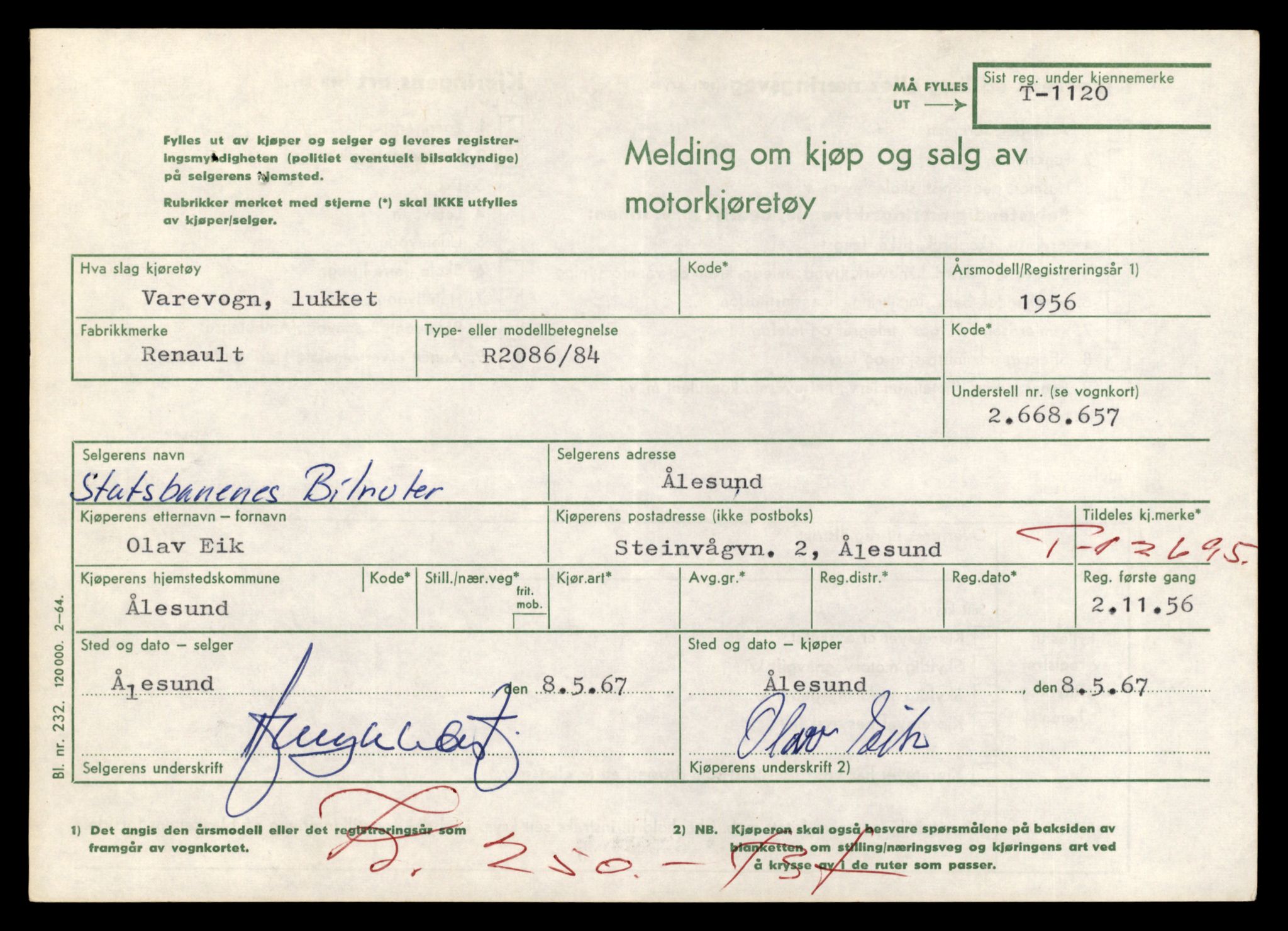 Møre og Romsdal vegkontor - Ålesund trafikkstasjon, AV/SAT-A-4099/F/Fe/L0035: Registreringskort for kjøretøy T 12653 - T 12829, 1927-1998, s. 850