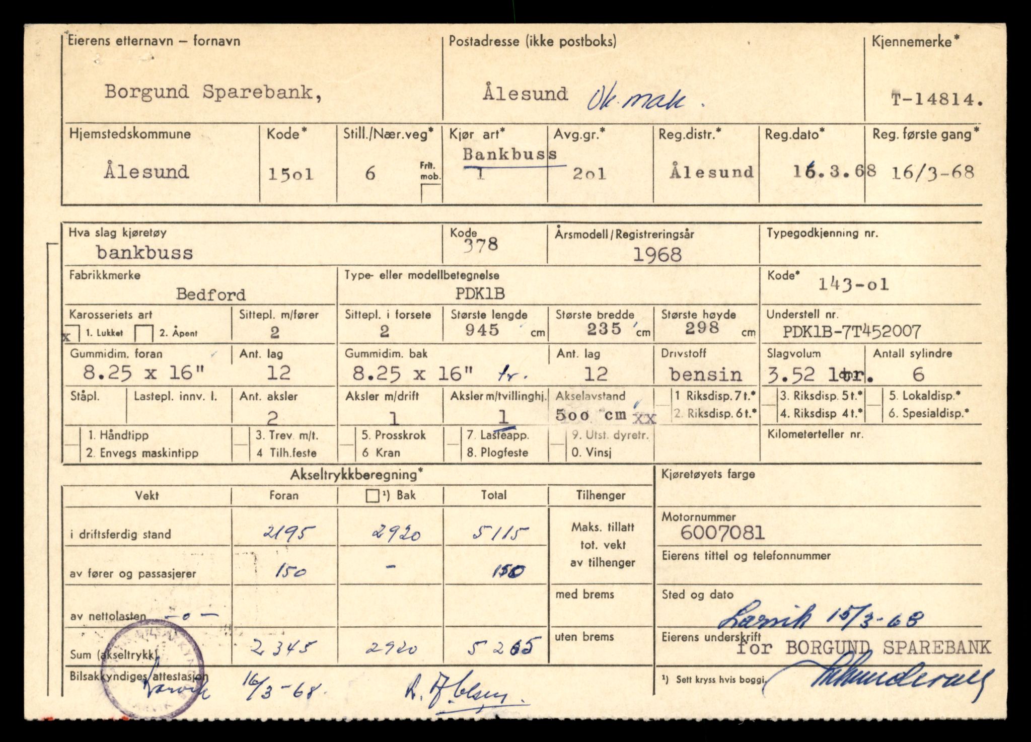 Møre og Romsdal vegkontor - Ålesund trafikkstasjon, AV/SAT-A-4099/F/Fe/L0048: Registreringskort for kjøretøy T 14721 - T 14863, 1927-1998, s. 2031