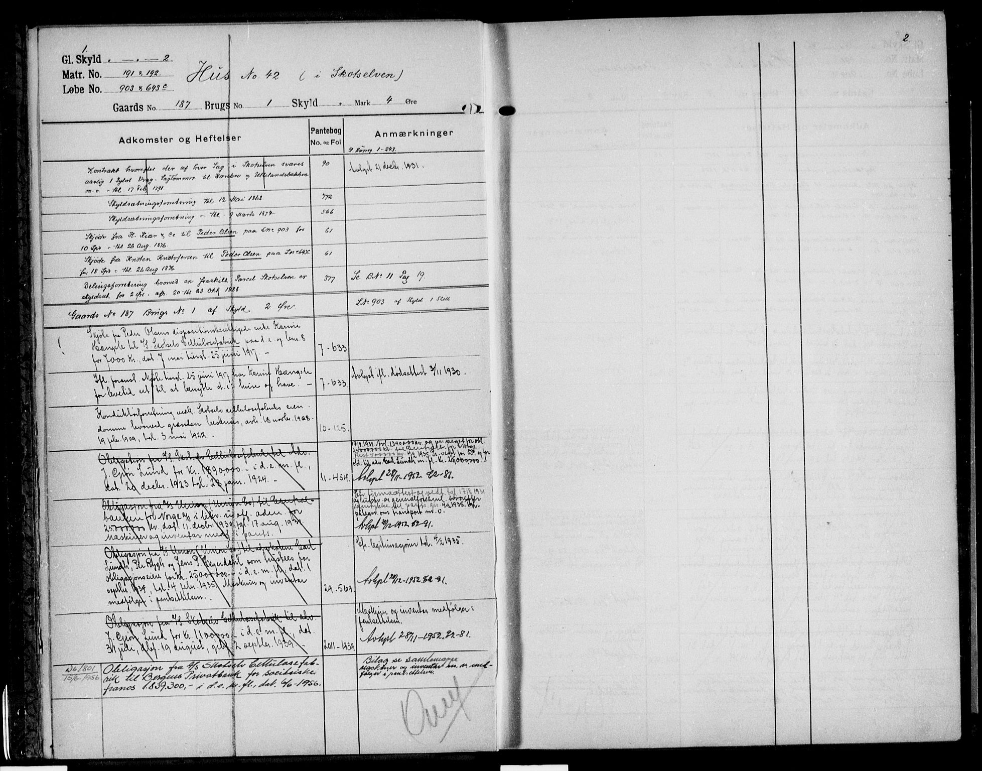 Eiker, Modum og Sigdal sorenskriveri, AV/SAKO-A-123/G/Gb/Gbe/L0013: Panteregister nr. V 13, s. 1-2