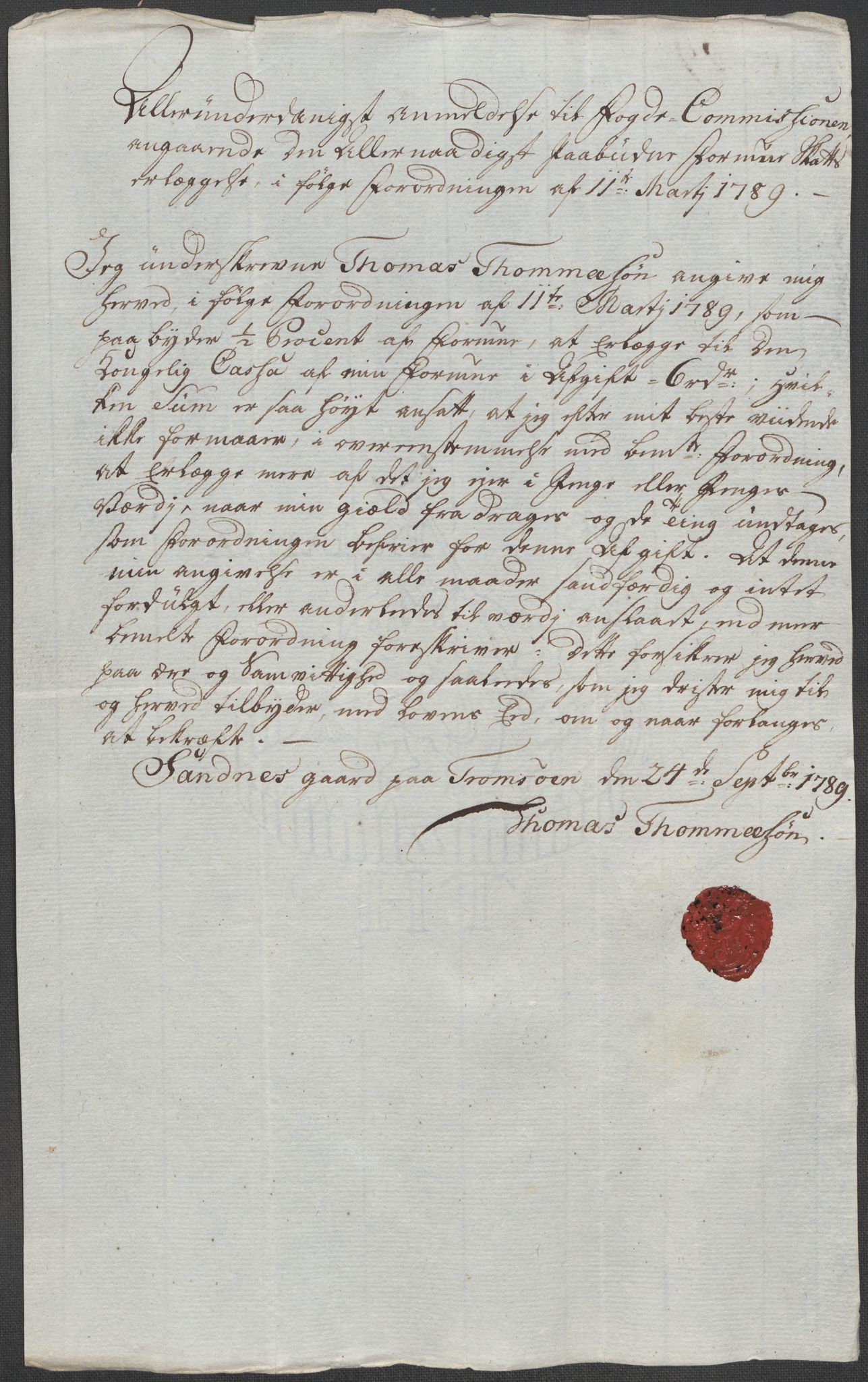 Rentekammeret inntil 1814, Reviderte regnskaper, Mindre regnskaper, AV/RA-EA-4068/Rf/Rfe/L0042:  Senja og Troms fogderi, 1789, s. 384