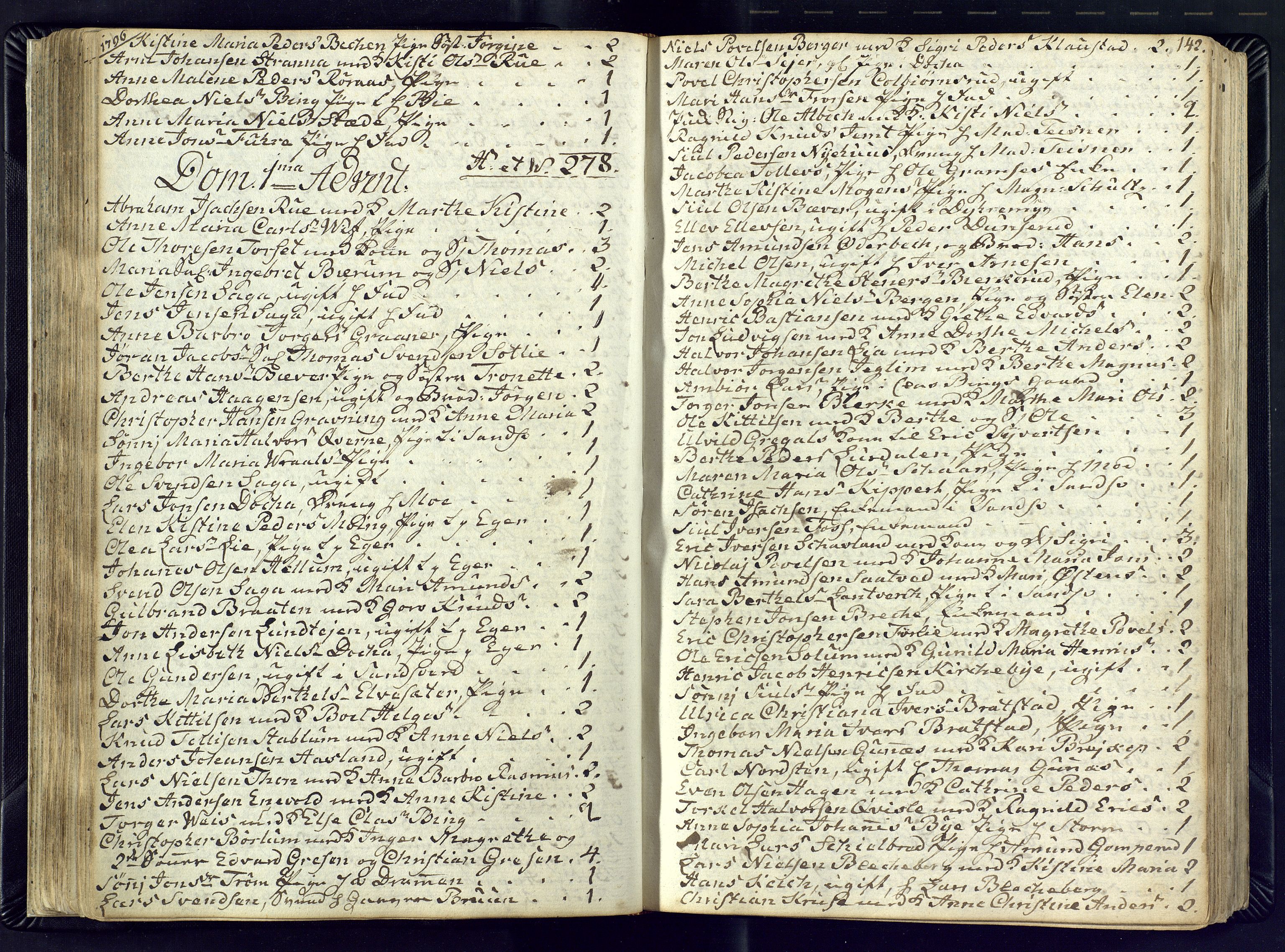 Kongsberg kirkebøker, SAKO/A-22/M/Ma/L0012: Kommunikantprotokoll nr. 12, 1794-1800, s. 142