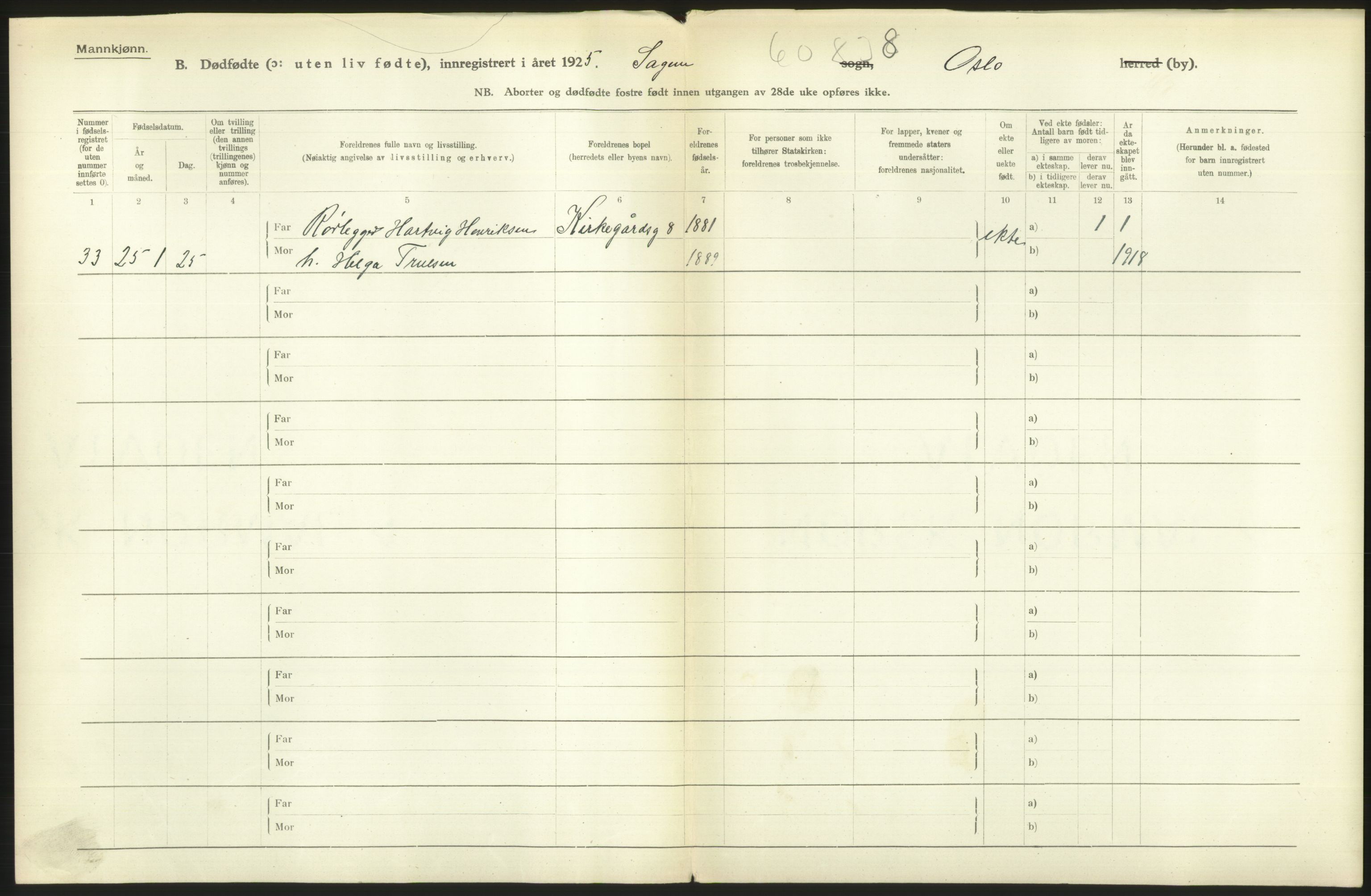 Statistisk sentralbyrå, Sosiodemografiske emner, Befolkning, AV/RA-S-2228/D/Df/Dfc/Dfce/L0010: Oslo: Døde kvinner, dødfødte, 1925, s. 72