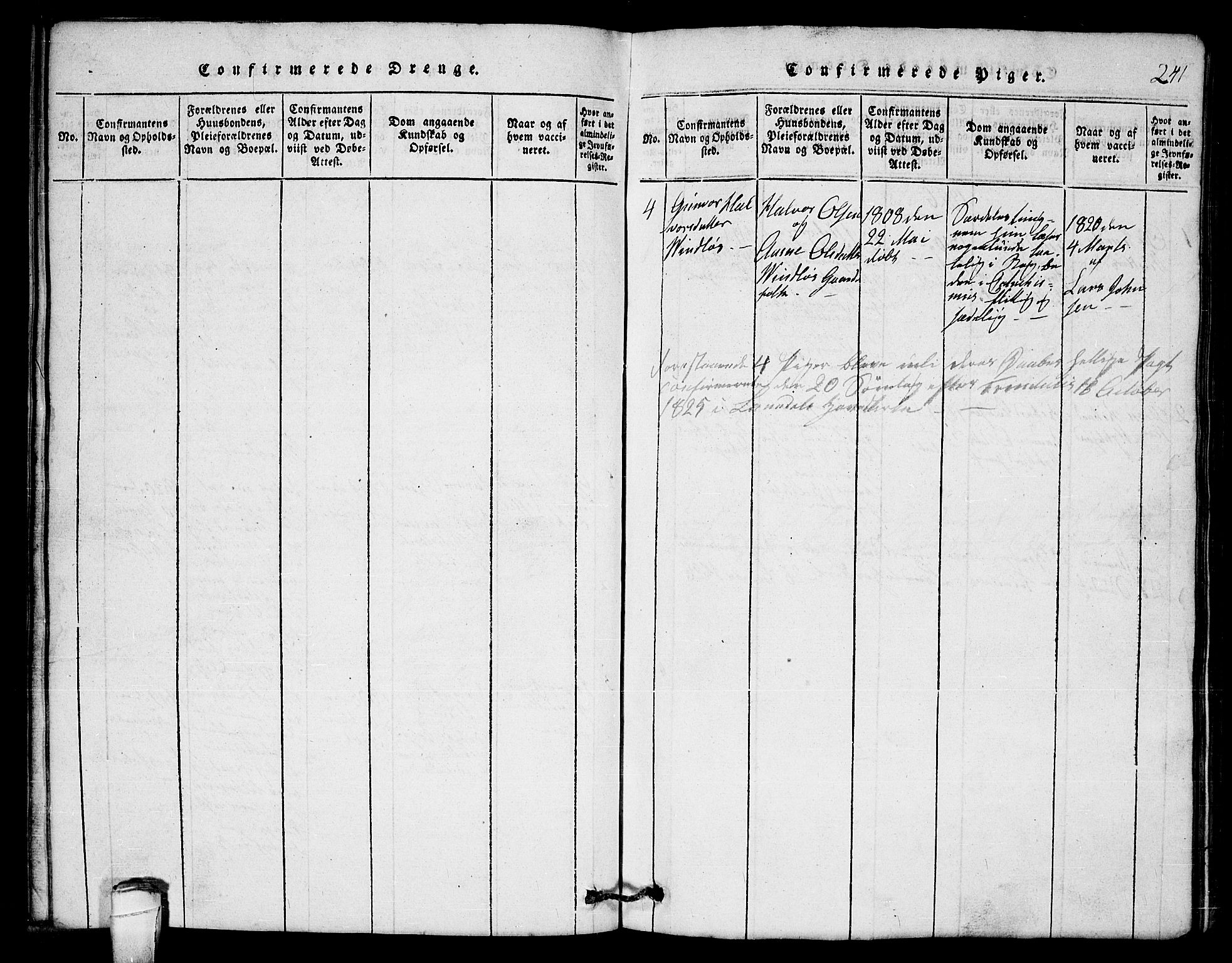 Lårdal kirkebøker, SAKO/A-284/G/Gb/L0001: Klokkerbok nr. II 1, 1815-1865, s. 241