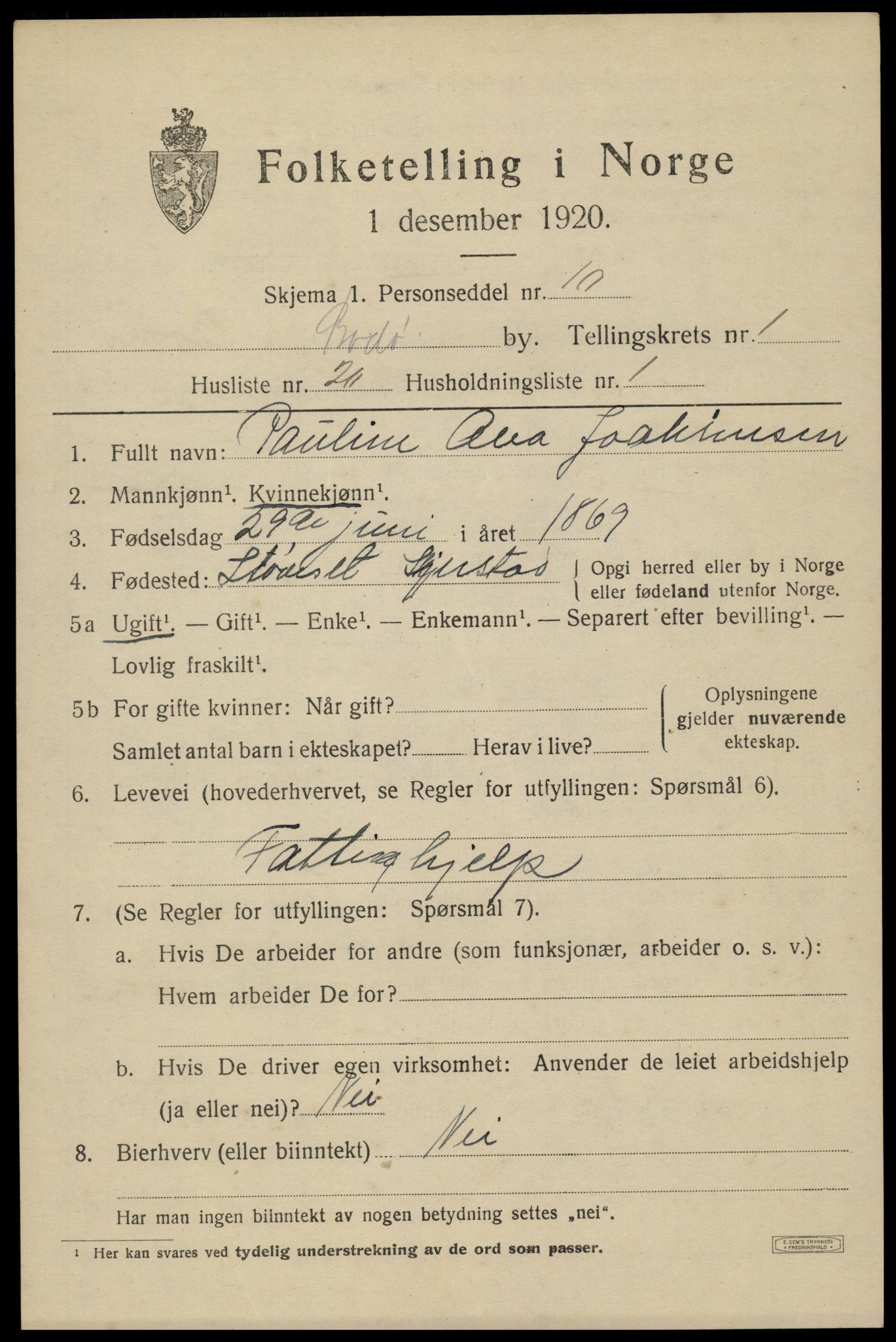 SAT, Folketelling 1920 for 1804 Bodø kjøpstad, 1920, s. 3663