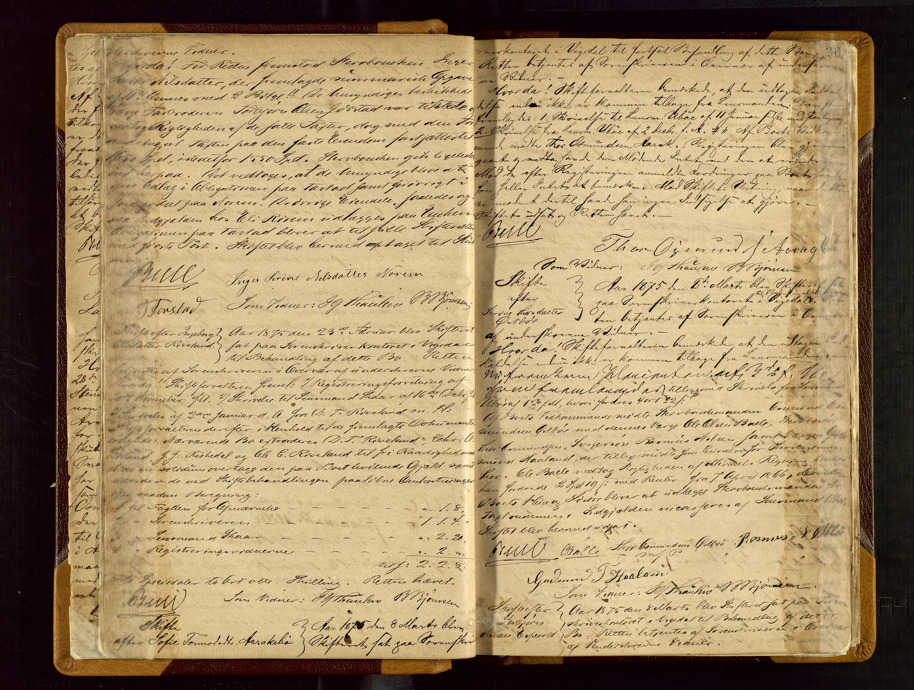 Ryfylke tingrett, AV/SAST-A-100055/001/IV/IVF/L0003: Skifteforhandlingsprotokoll A 3, 1874-1881, s. 20