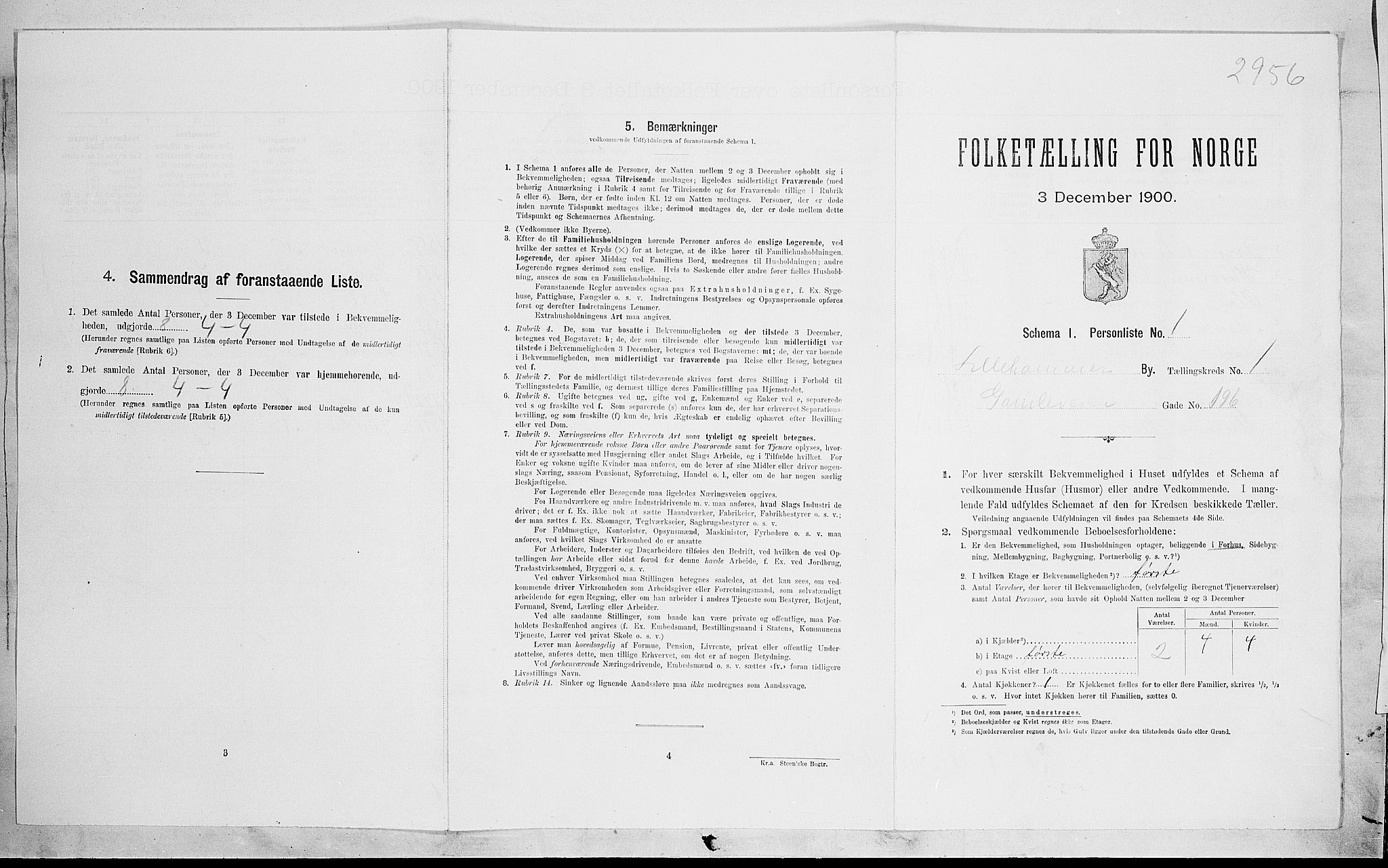 SAH, Folketelling 1900 for 0501 Lillehammer kjøpstad, 1900, s. 736