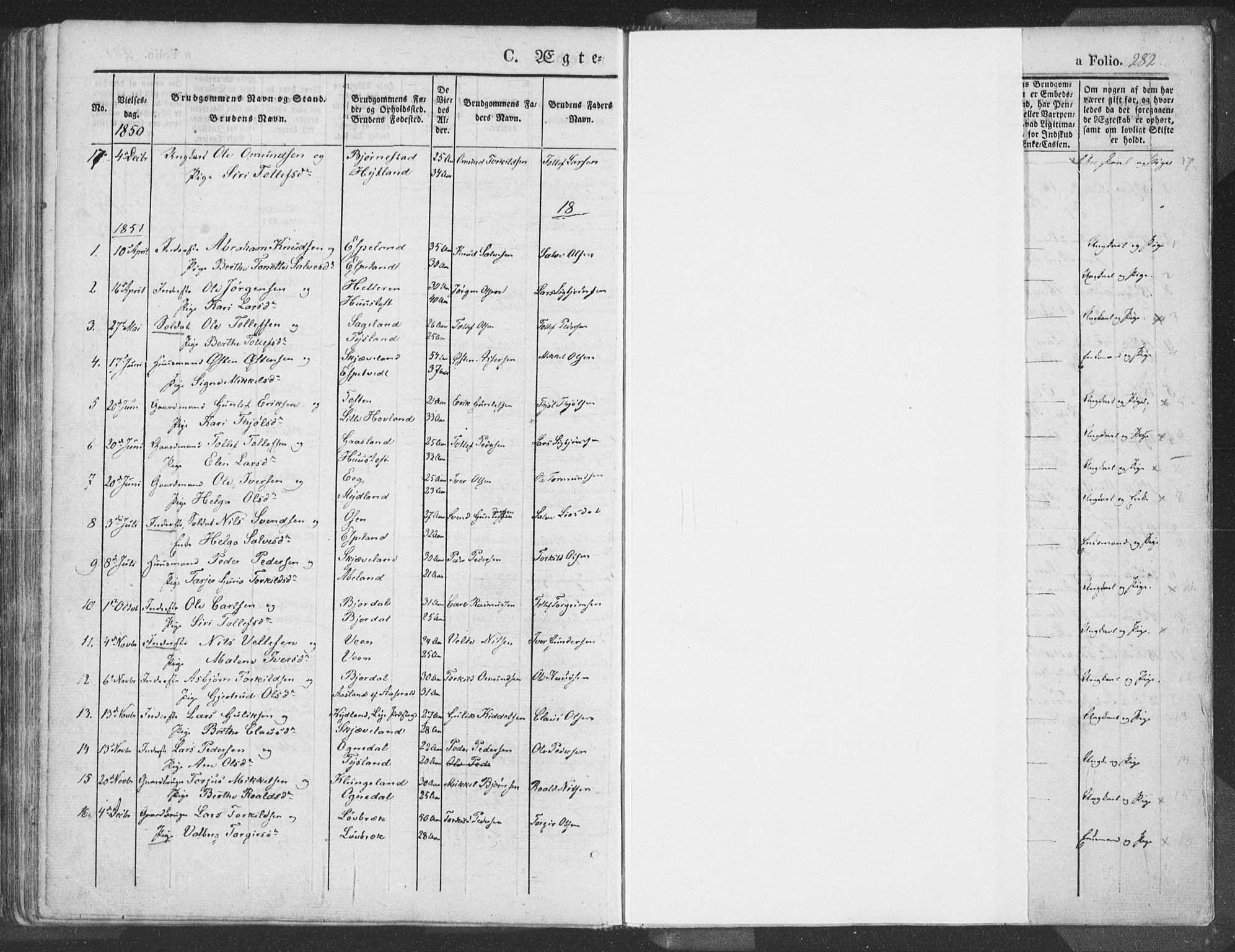 Helleland sokneprestkontor, SAST/A-101810: Ministerialbok nr. A 6.1, 1834-1863, s. 282