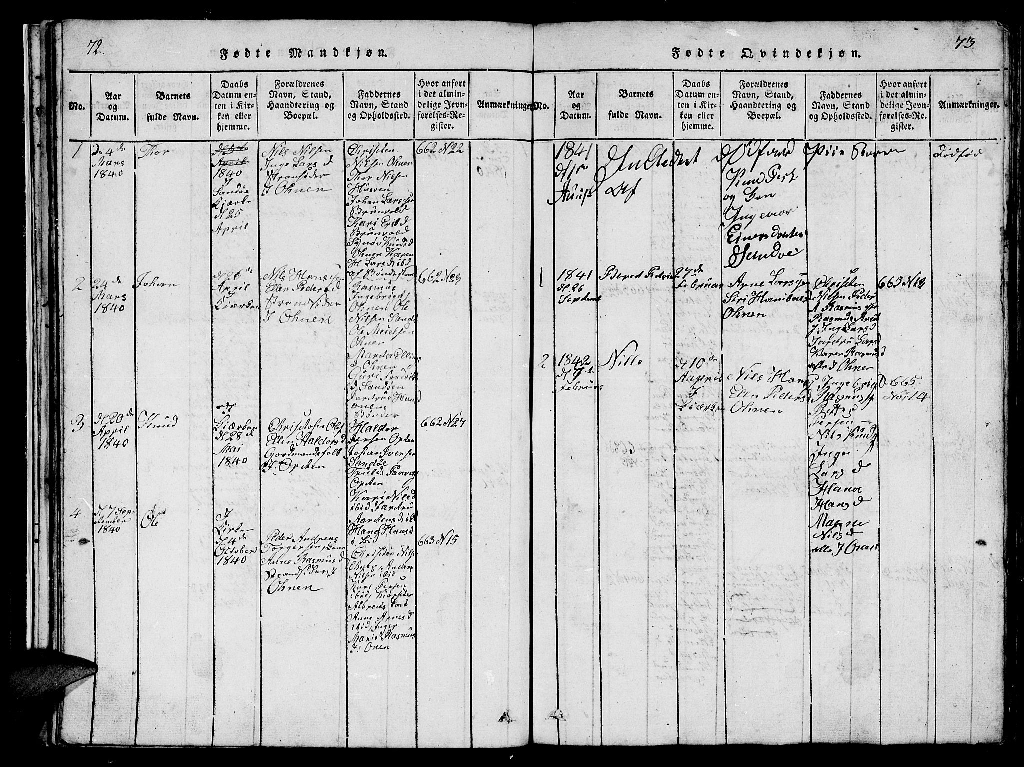 Ministerialprotokoller, klokkerbøker og fødselsregistre - Møre og Romsdal, AV/SAT-A-1454/561/L0731: Klokkerbok nr. 561C01, 1817-1867, s. 72-73