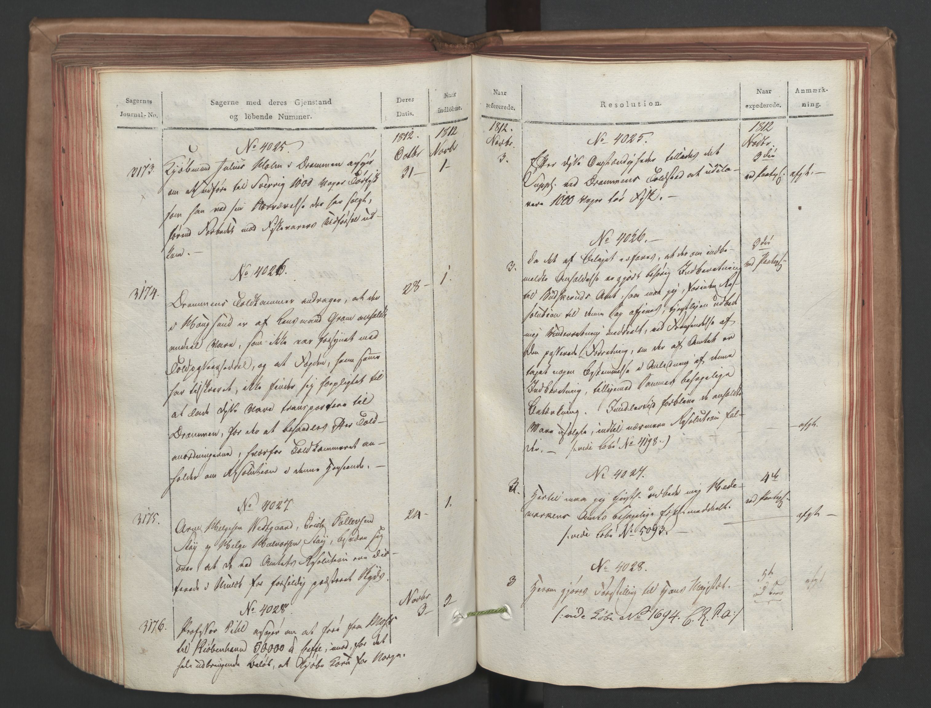 Stattholderembetet 1810-1814, 1. kontor (Kontor A), AV/RA-EA-2872/Ab/L0004: Referatprotokoll,  j.nr. 2338-3328a,  l.nr. 3011-4214a, 1812, s. 236