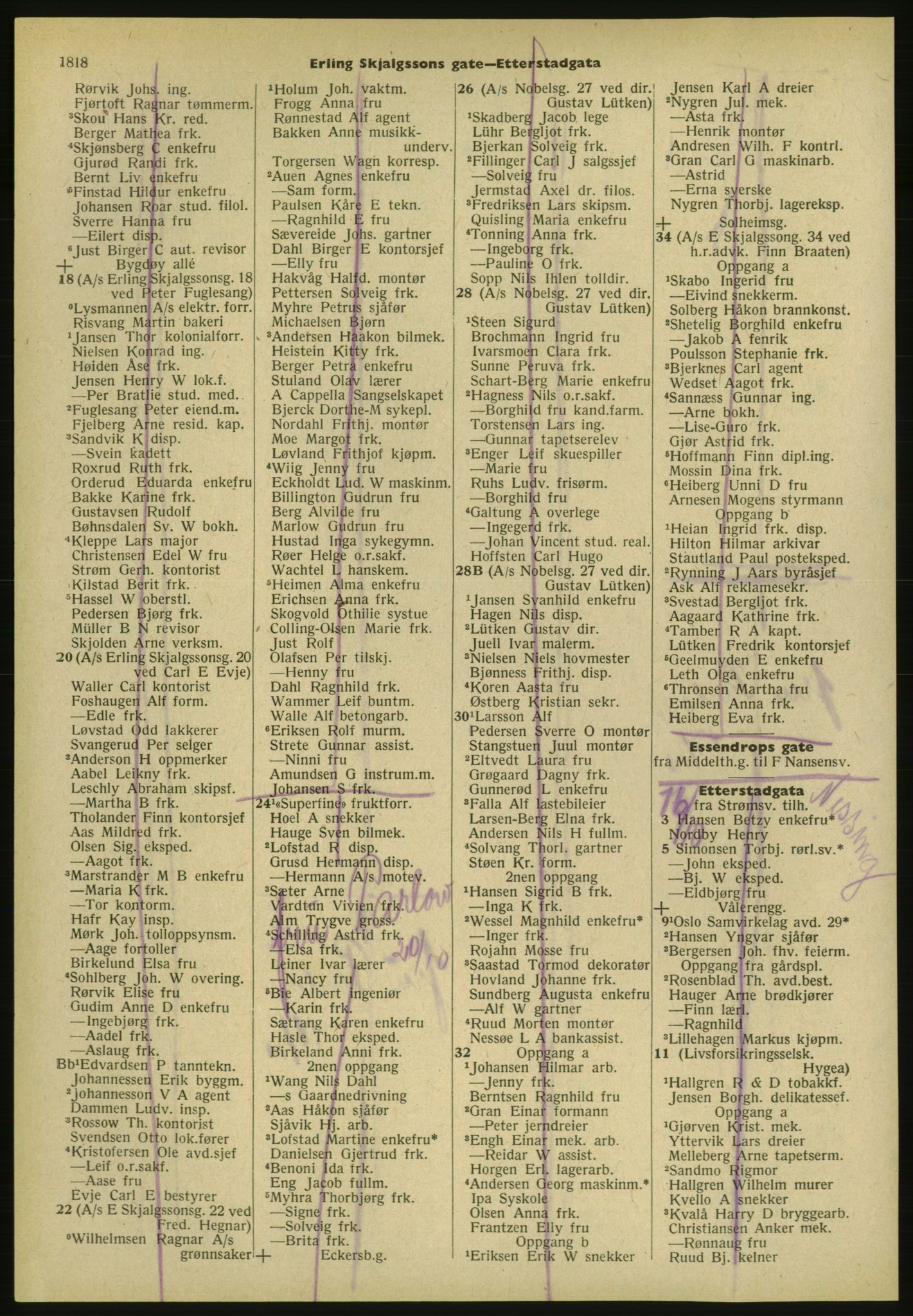 Kristiania/Oslo adressebok, PUBL/-, 1952, s. 1818