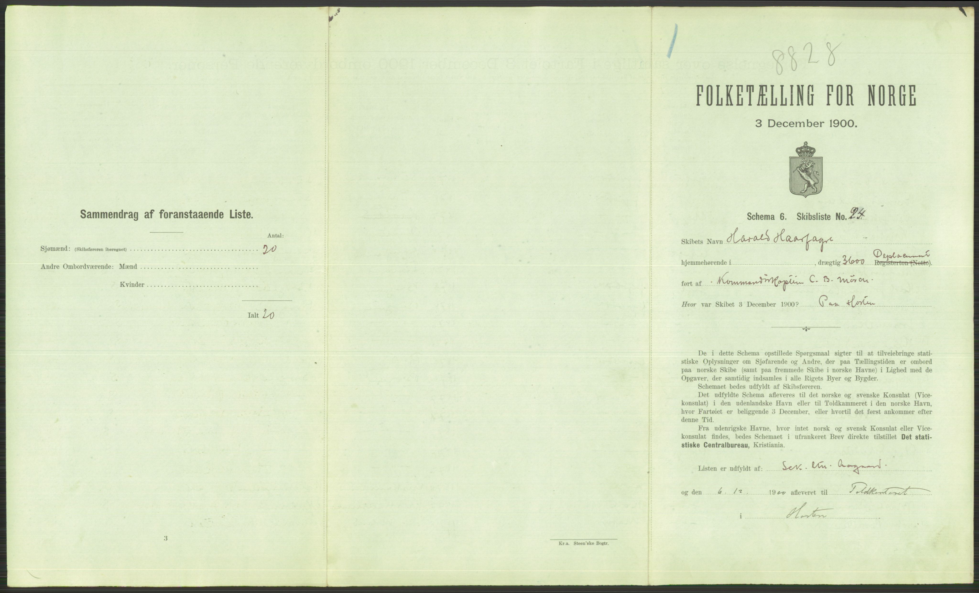 RA, Folketelling 1900 - skipslister med personlister for skip i norske havner, utenlandske havner og til havs, 1900, s. 459