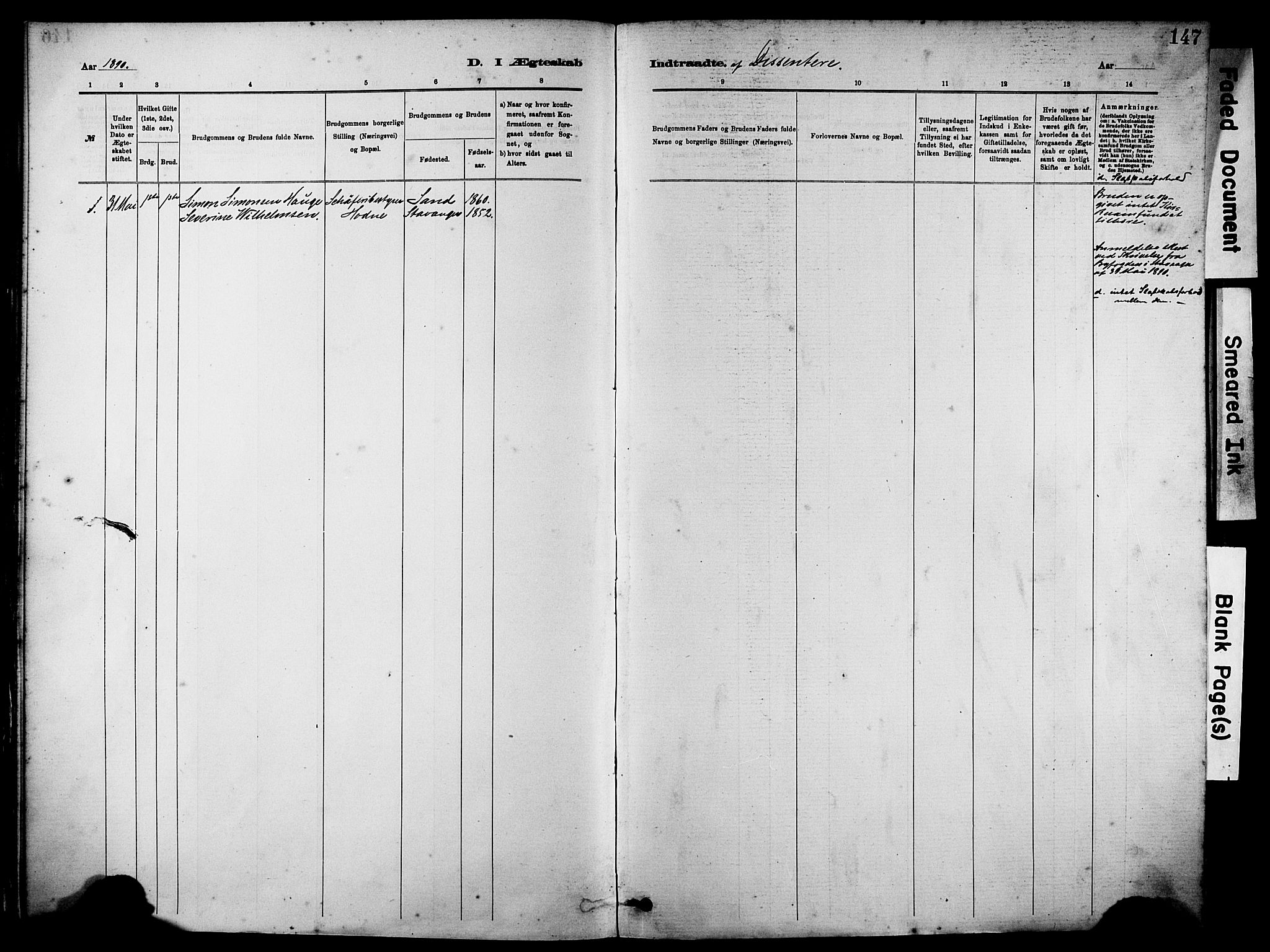 Rennesøy sokneprestkontor, SAST/A -101827/H/Ha/Haa/L0012: Ministerialbok nr. A 13, 1885-1917, s. 147