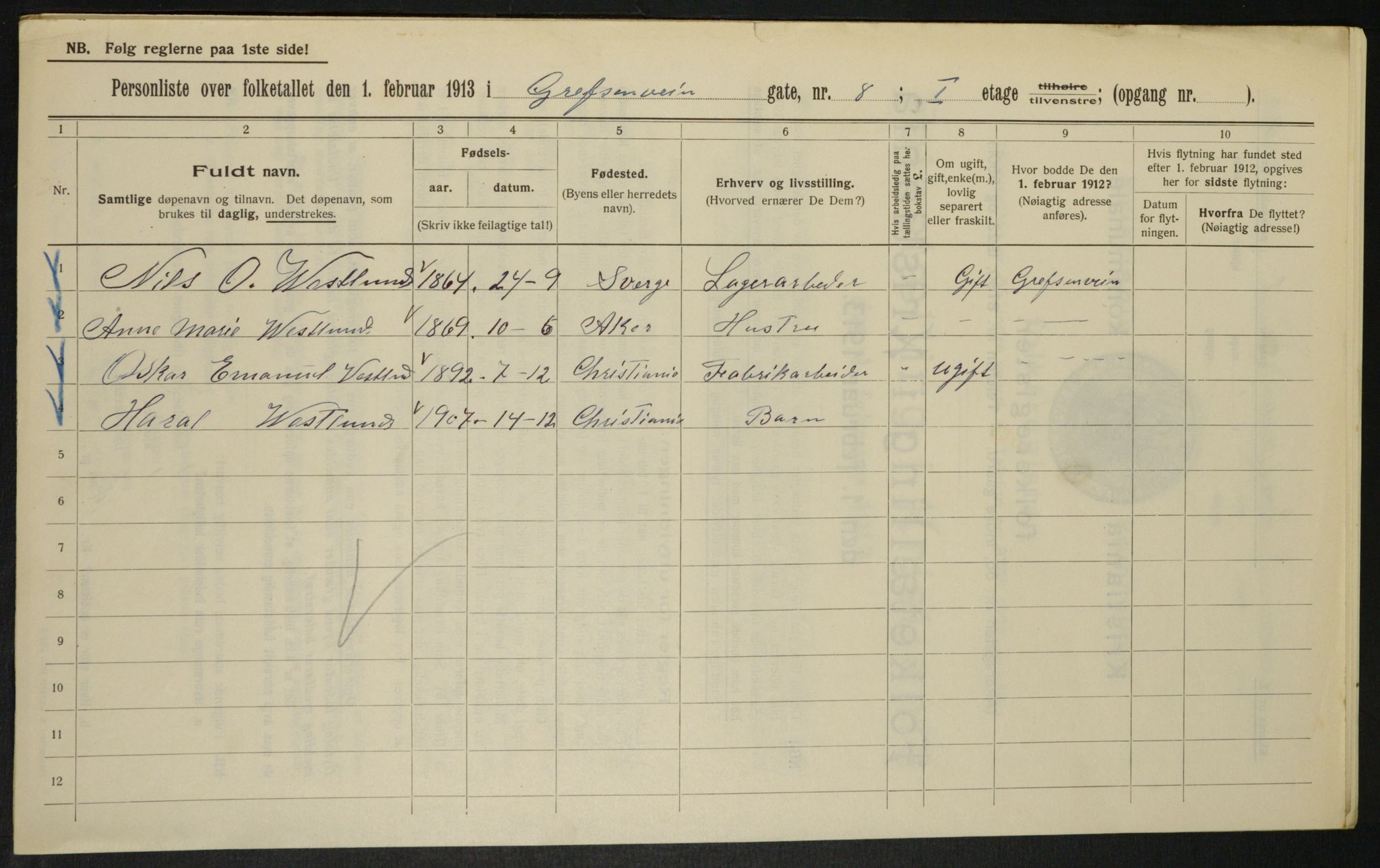 OBA, Kommunal folketelling 1.2.1913 for Kristiania, 1913, s. 29624