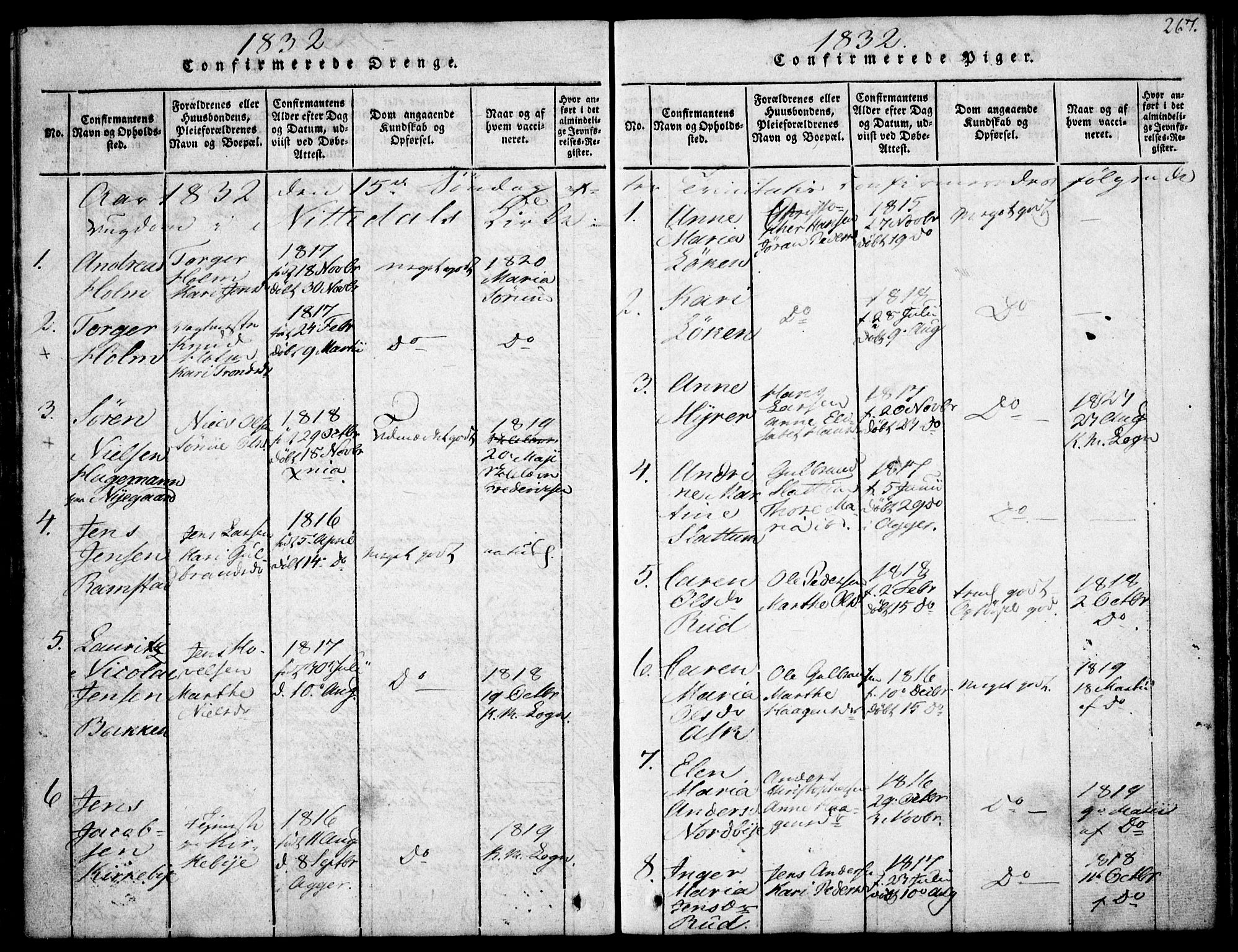 Nittedal prestekontor Kirkebøker, SAO/A-10365a/F/Fa/L0003: Ministerialbok nr. I 3, 1814-1836, s. 267