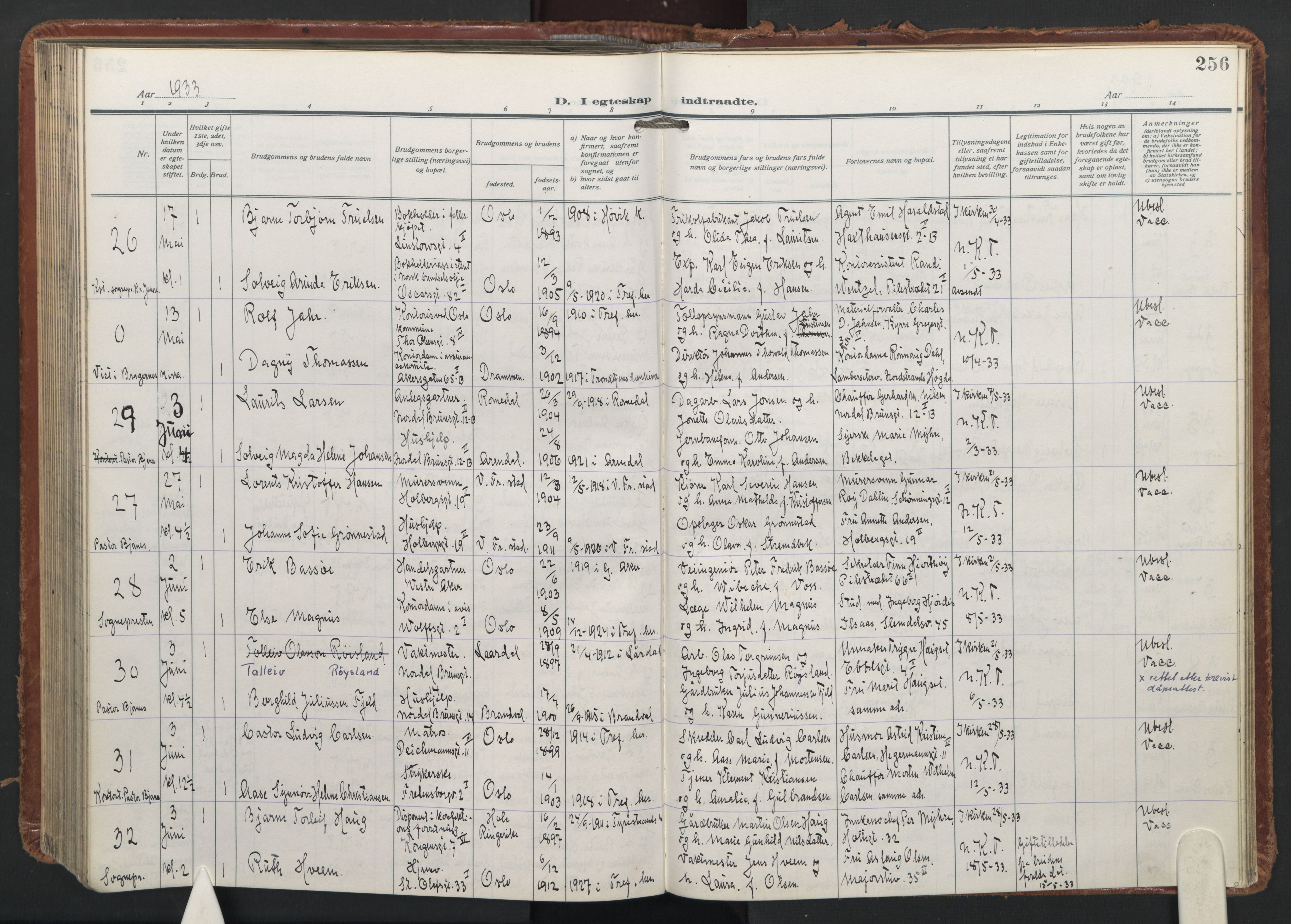 Trefoldighet prestekontor Kirkebøker, AV/SAO-A-10882/F/Fc/L0009: Ministerialbok nr. III 9, 1922-1936, s. 256