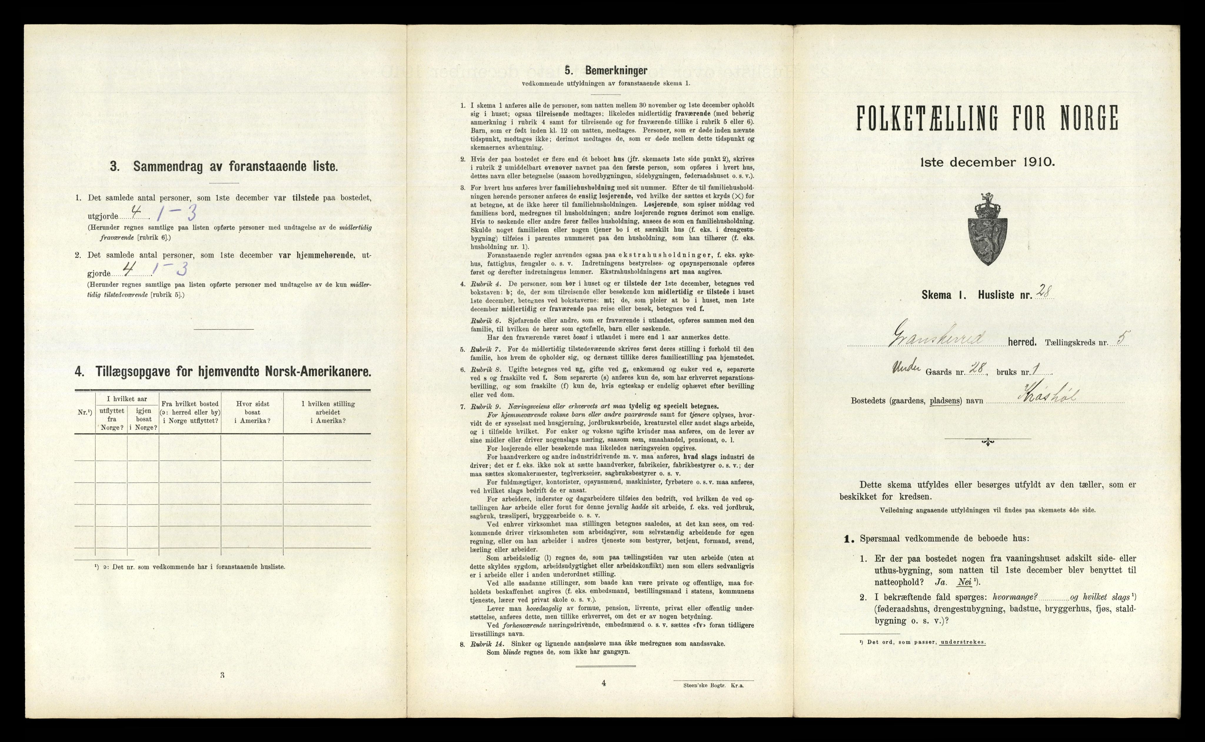 RA, Folketelling 1910 for 0824 Gransherad herred, 1910, s. 412