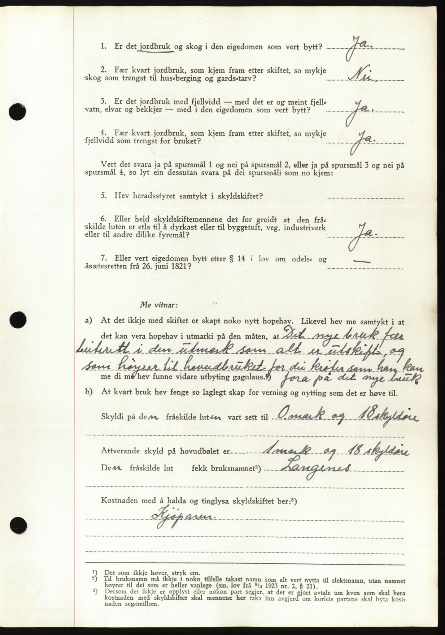 Søre Sunnmøre sorenskriveri, AV/SAT-A-4122/1/2/2C/L0077: Pantebok nr. 3A, 1945-1946, Dagboknr: 326/1945