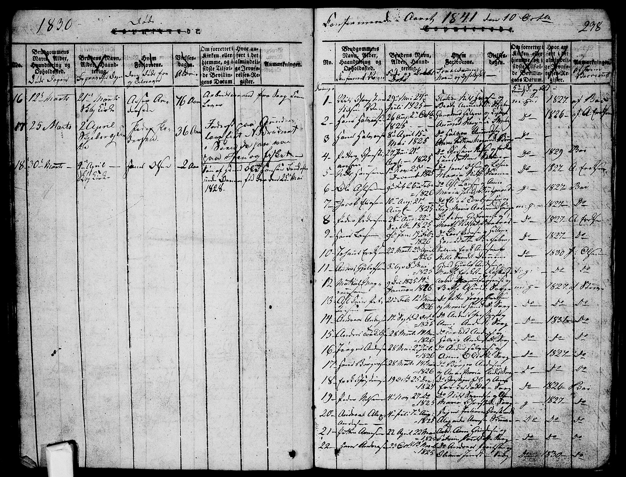 Skjeberg prestekontor Kirkebøker, AV/SAO-A-10923/G/Ga/L0001: Klokkerbok nr. I 1, 1815-1830, s. 238