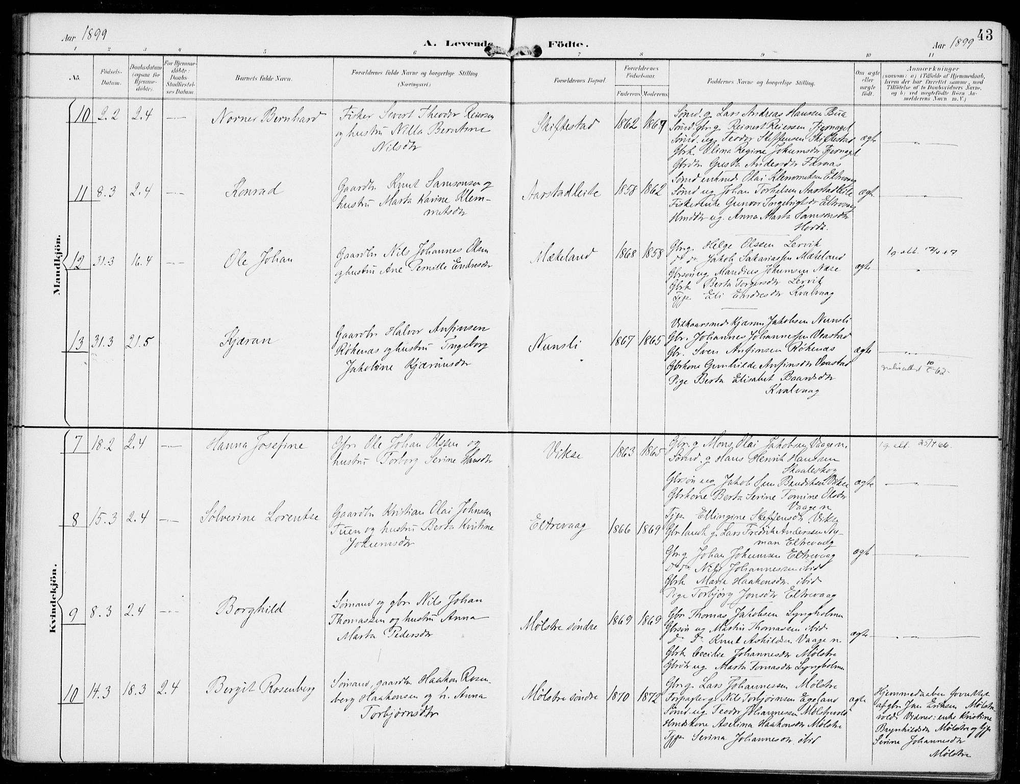 Sveio Sokneprestembete, AV/SAB-A-78501/H/Haa: Ministerialbok nr. B  3, 1894-1906, s. 43