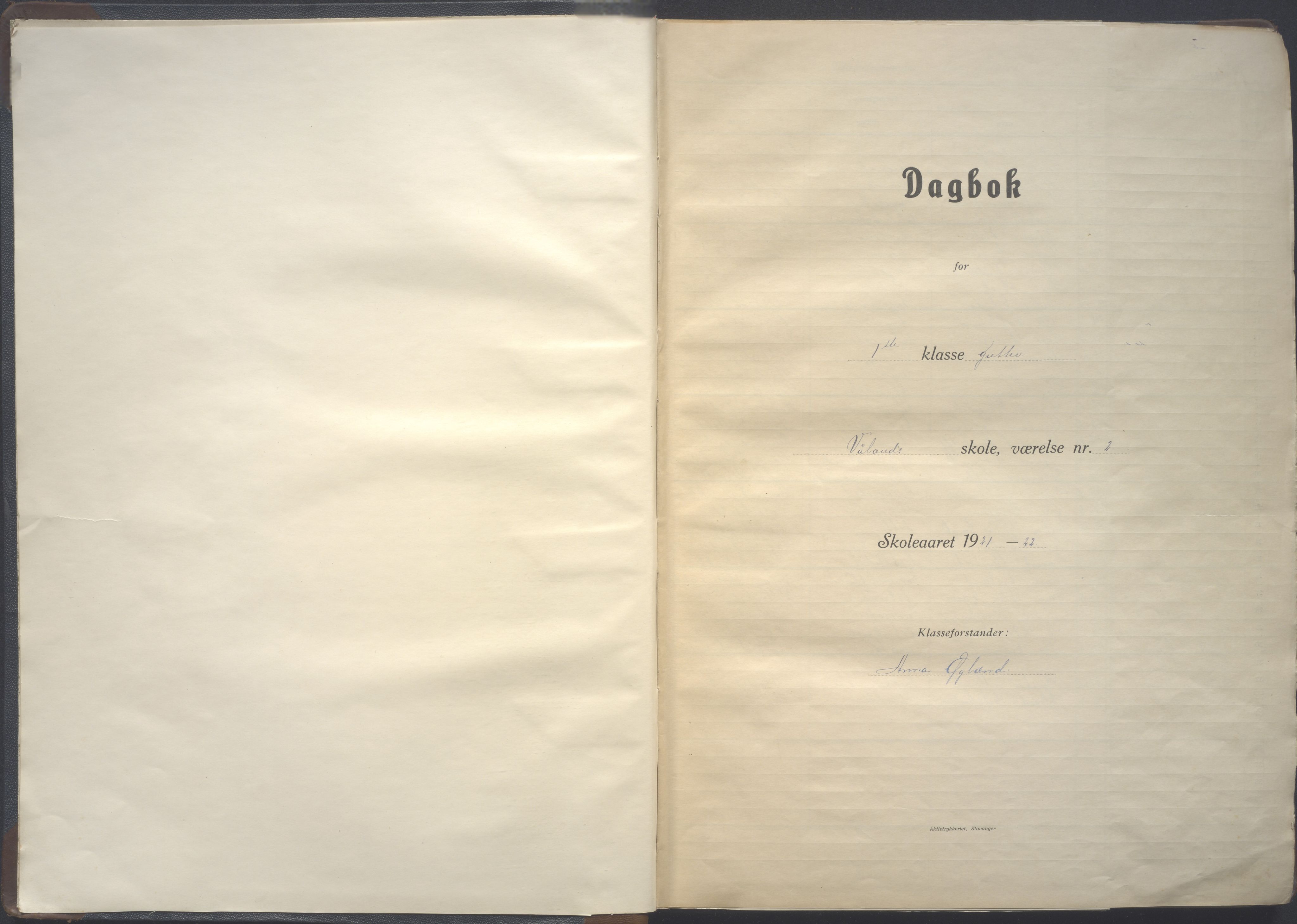 Stavanger kommune. Våland skole, BYST/A-0266/G/Ga/L0012: Dagbok, 1921-1922