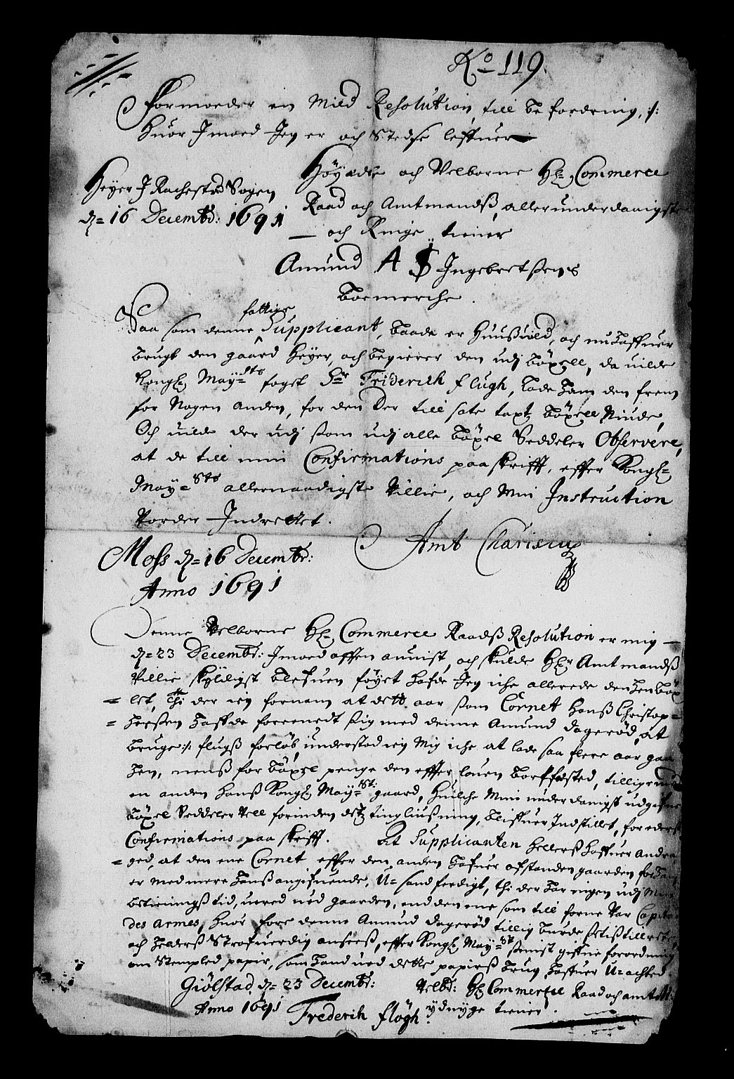 Stattholderembetet 1572-1771, RA/EA-2870/Af/L0004: Avskrifter av vedlegg til originale supplikker, nummerert i samsvar med supplikkbøkene, 1691-1694, s. 141