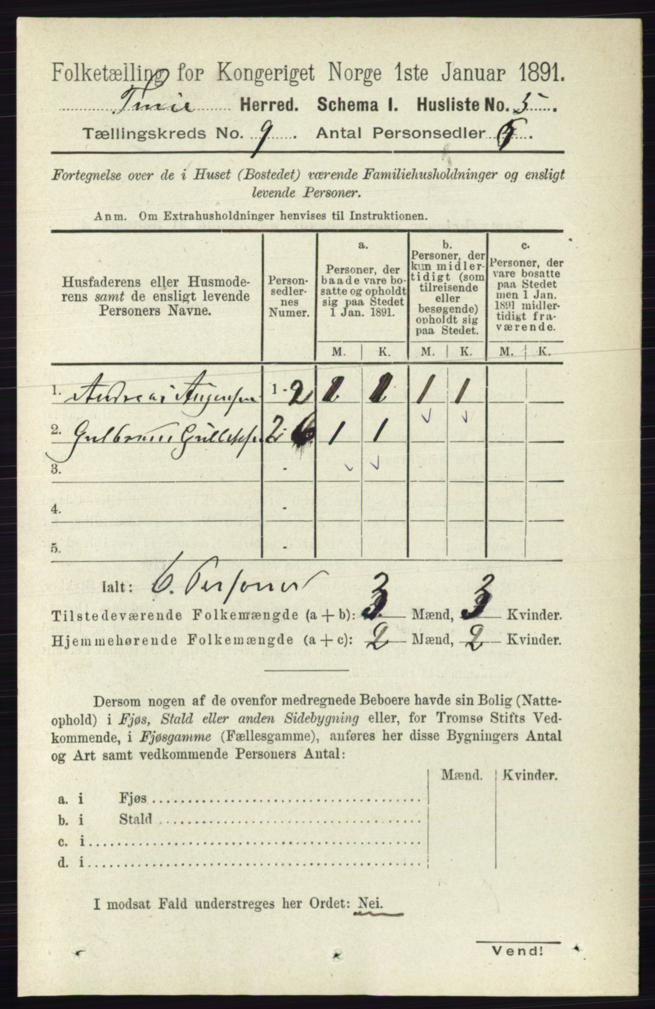 RA, Folketelling 1891 for 0130 Tune herred, 1891, s. 6146