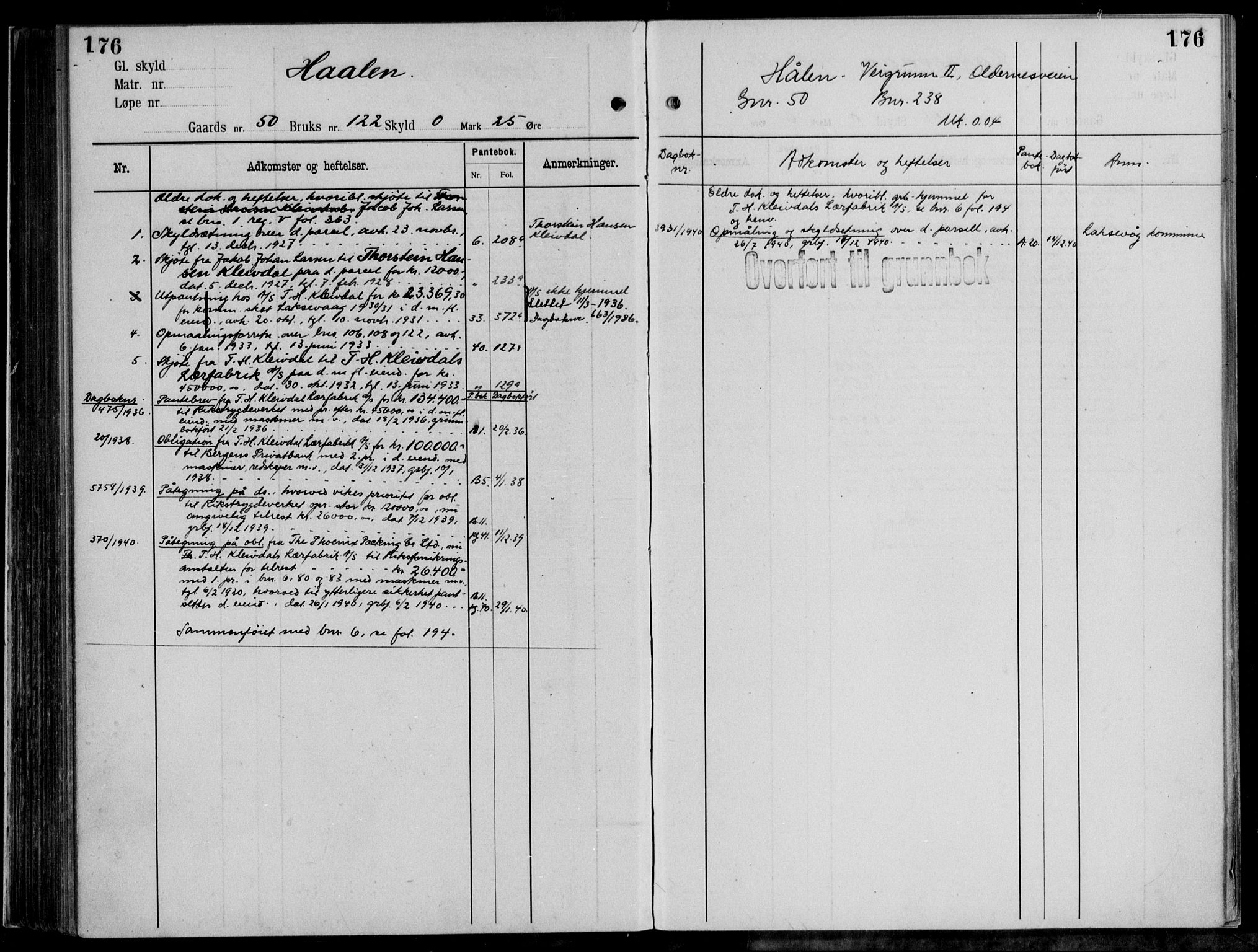 Midhordland sorenskriveri, AV/SAB-A-3001/1/G/Ga/Gab/L0111: Panteregister nr. II.A.b.111, s. 176