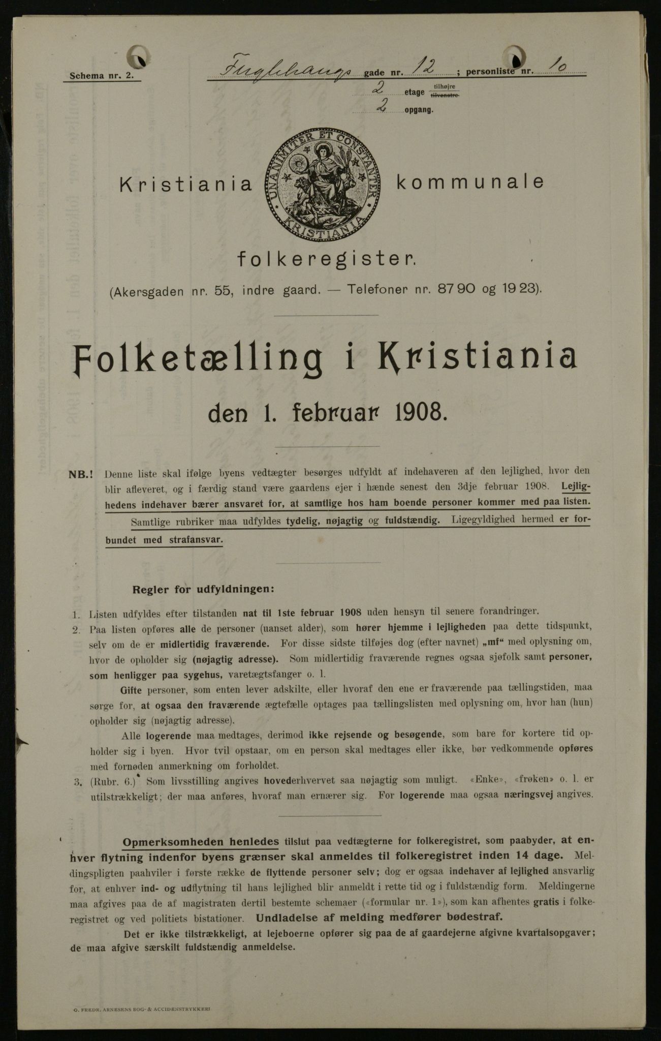 OBA, Kommunal folketelling 1.2.1908 for Kristiania kjøpstad, 1908, s. 25622