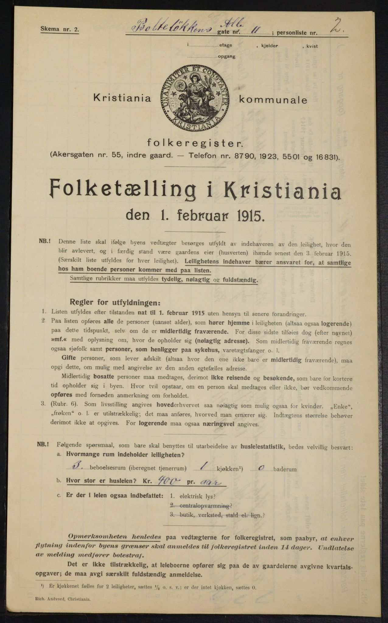 OBA, Kommunal folketelling 1.2.1915 for Kristiania, 1915, s. 7697