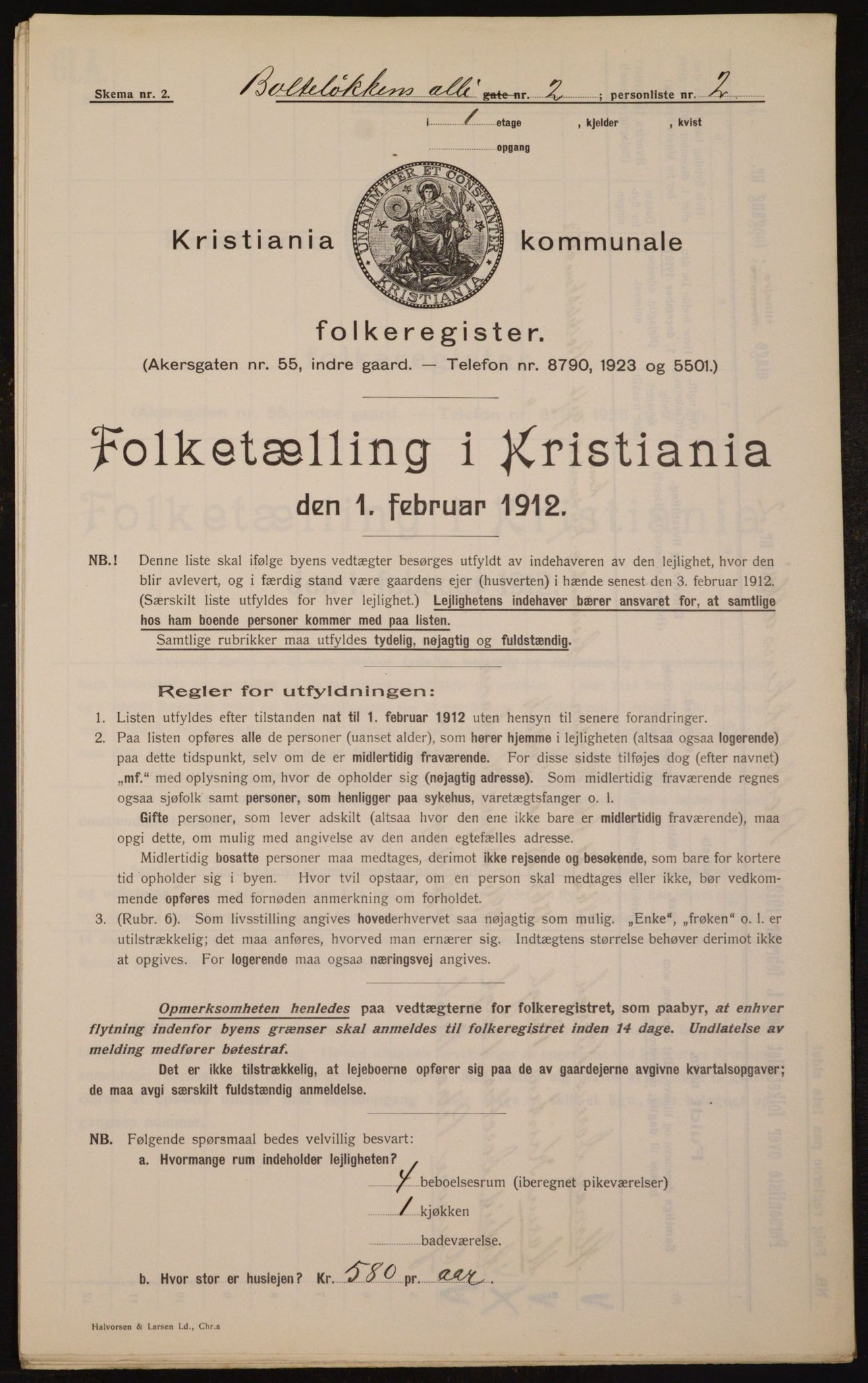 OBA, Kommunal folketelling 1.2.1912 for Kristiania, 1912, s. 7478