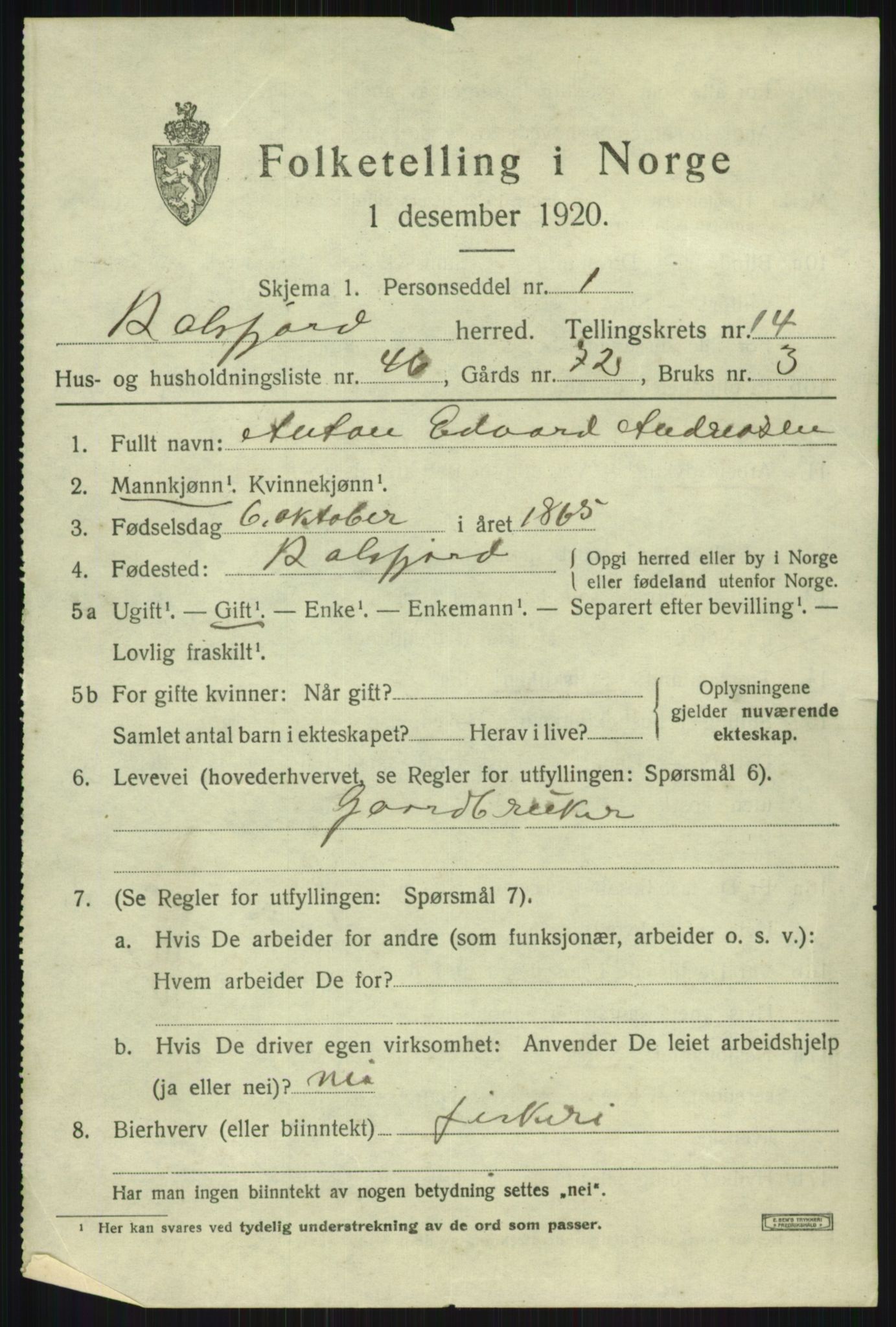 SATØ, Folketelling 1920 for 1933 Balsfjord herred, 1920, s. 8699
