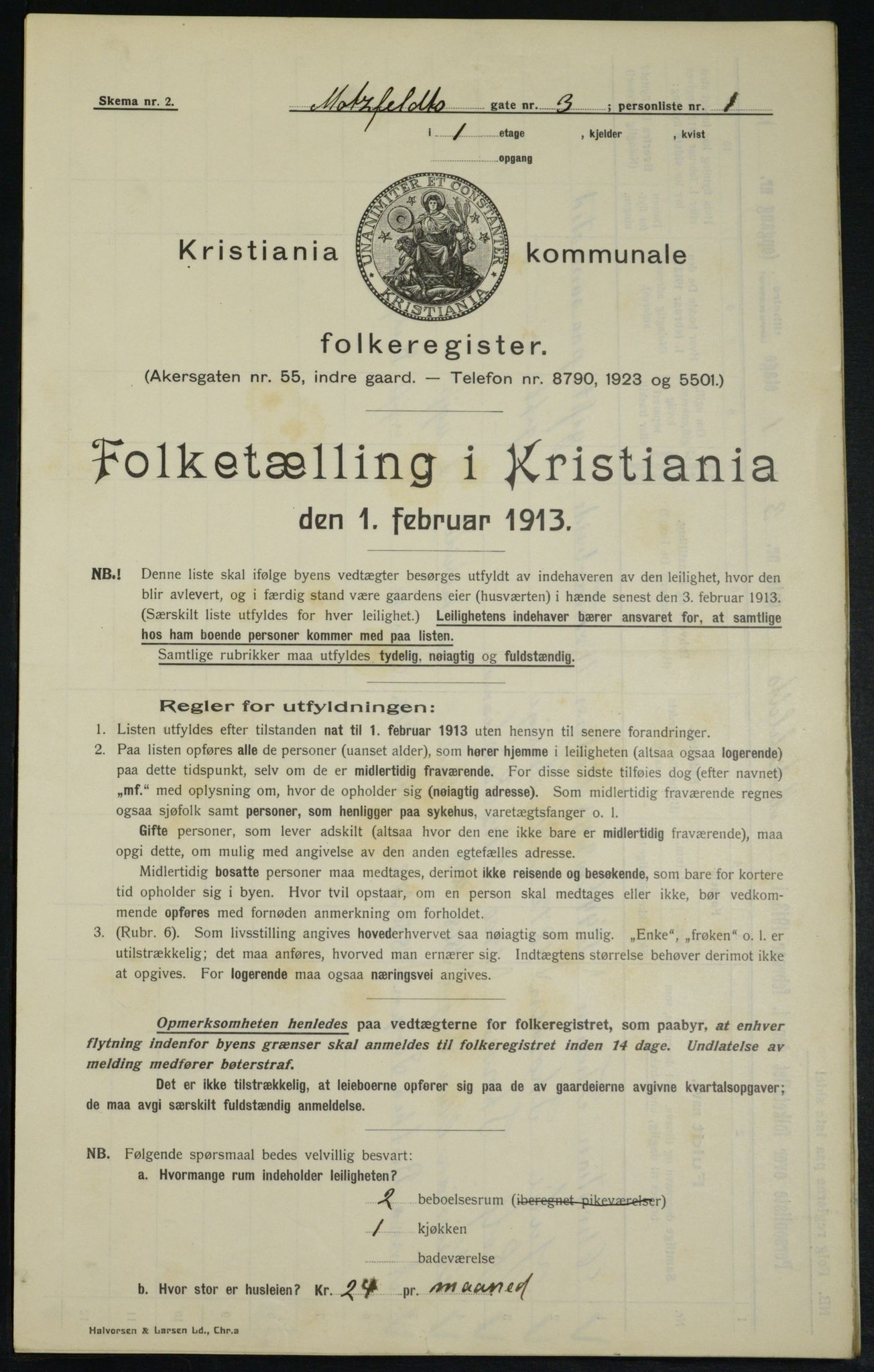 OBA, Kommunal folketelling 1.2.1913 for Kristiania, 1913, s. 65824