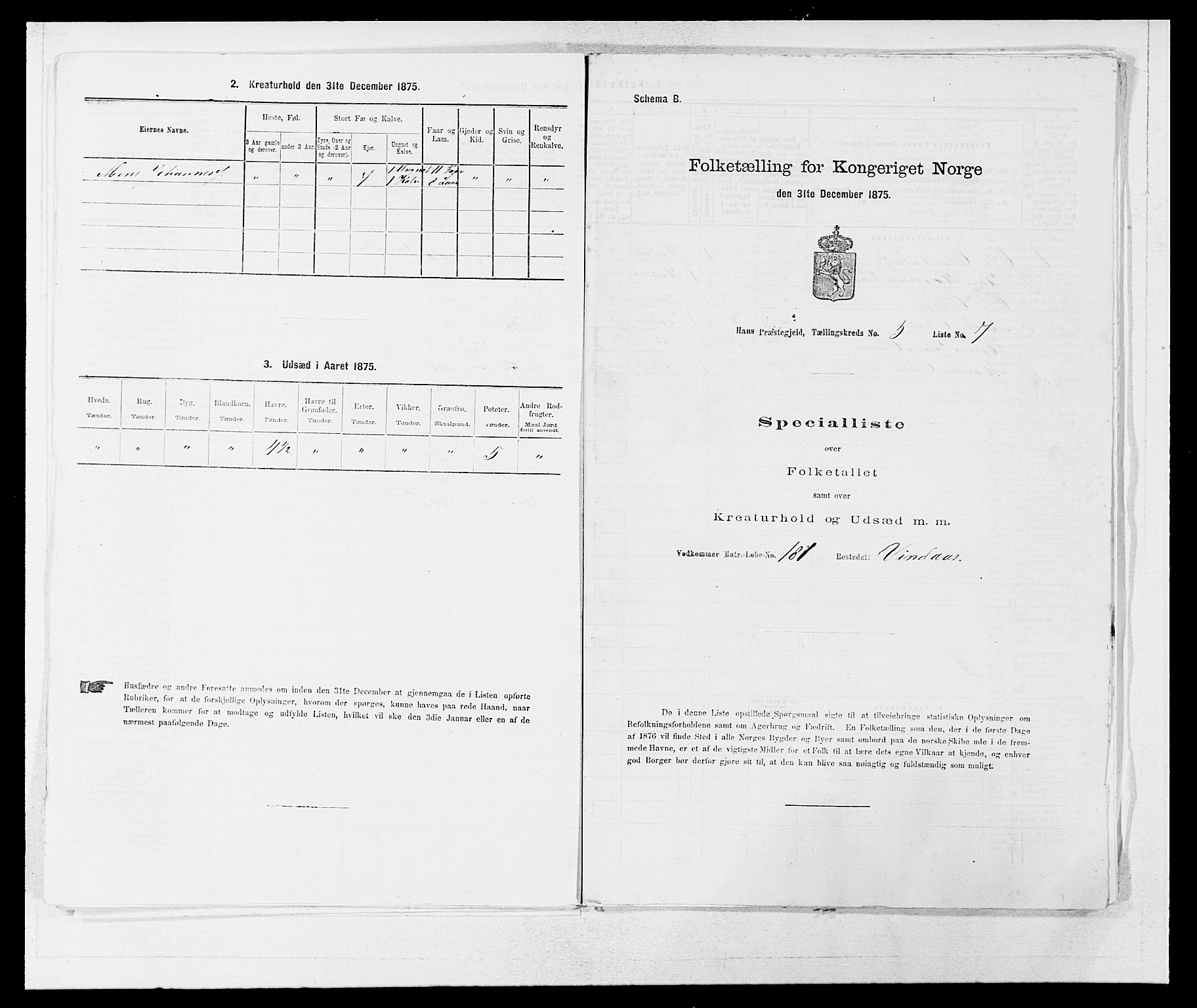 SAB, Folketelling 1875 for 1250P Haus prestegjeld, 1875, s. 529