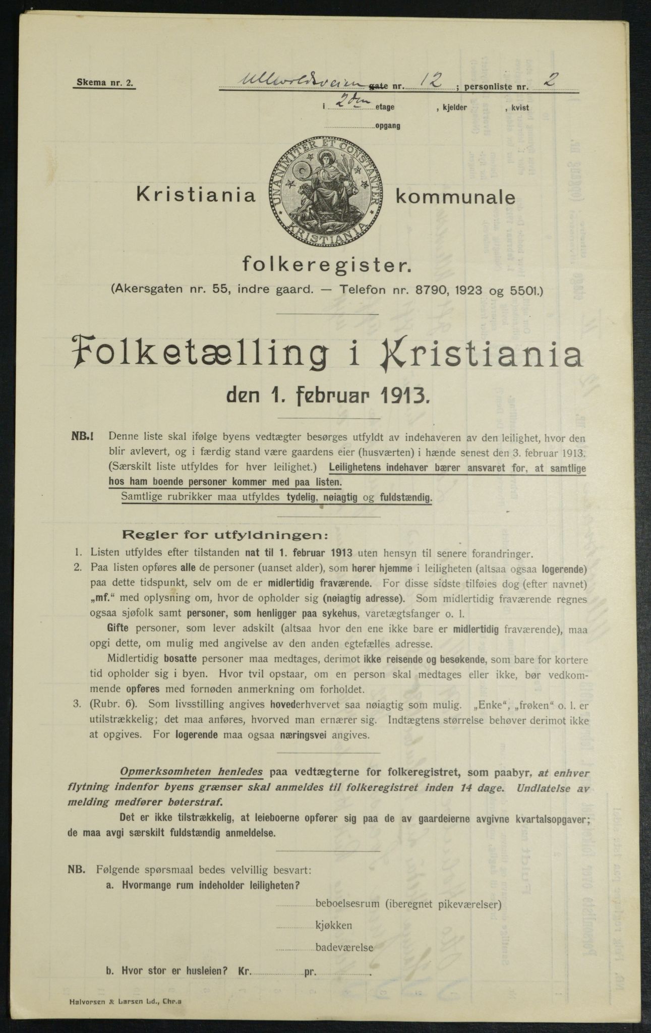 OBA, Kommunal folketelling 1.2.1913 for Kristiania, 1913, s. 118907