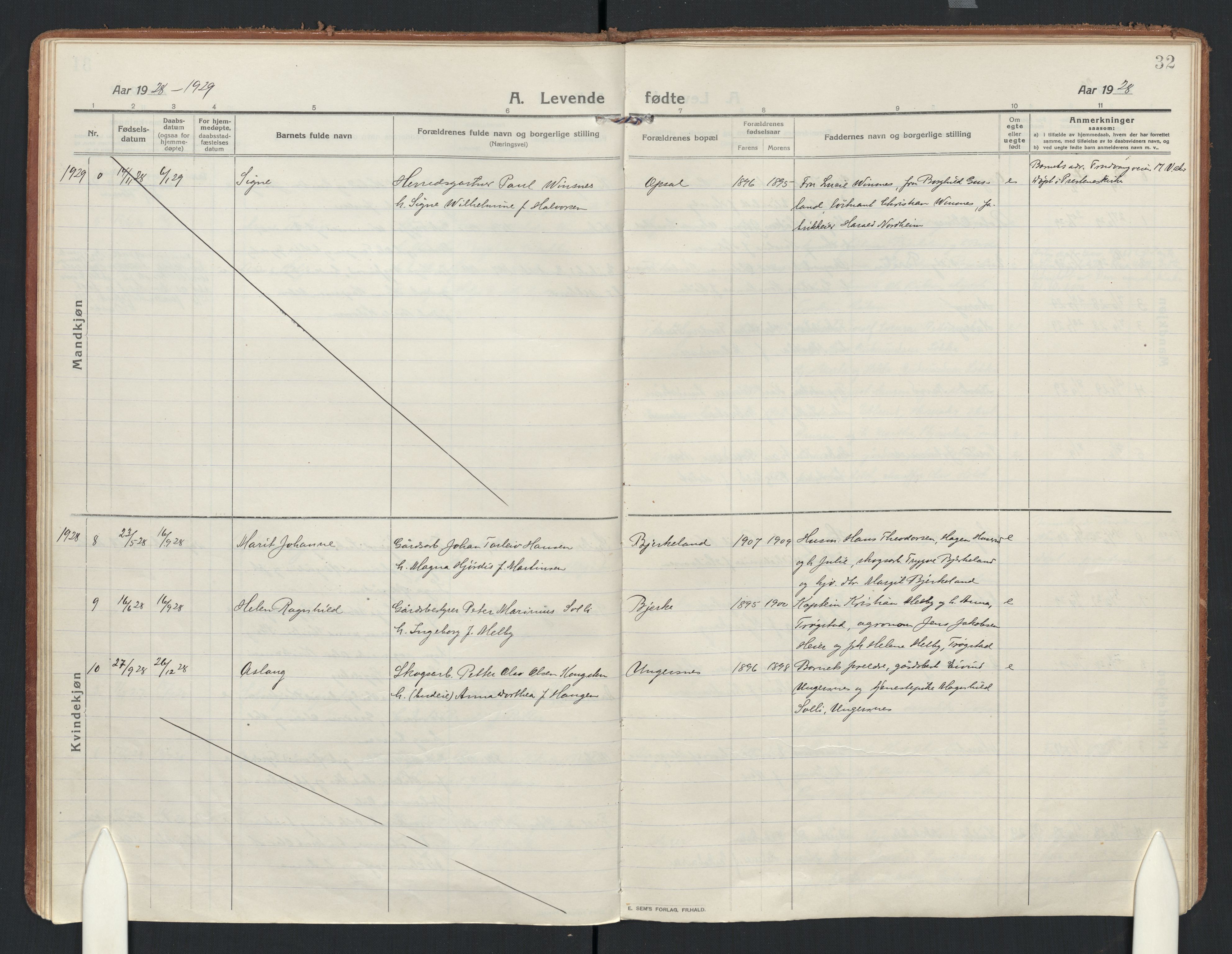 Enebakk prestekontor Kirkebøker, AV/SAO-A-10171c/F/Fb/L0003: Ministerialbok nr. II 3, 1912-1946, s. 32