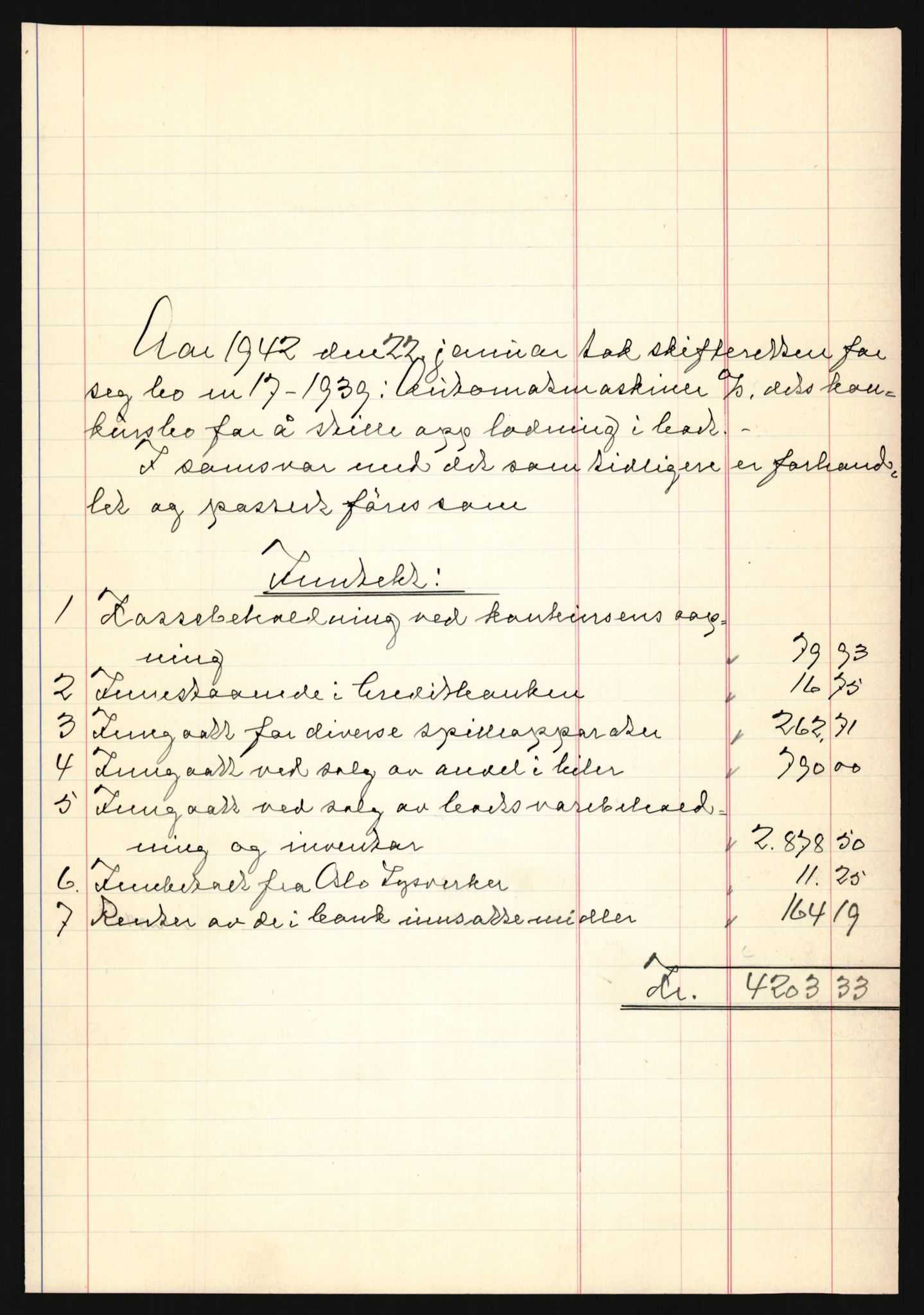 Oslo skifterett, AV/SAO-A-10383/H/Hd/Hdb/L0049: Skifteutlodningsprotokoll - avd. I, 1942