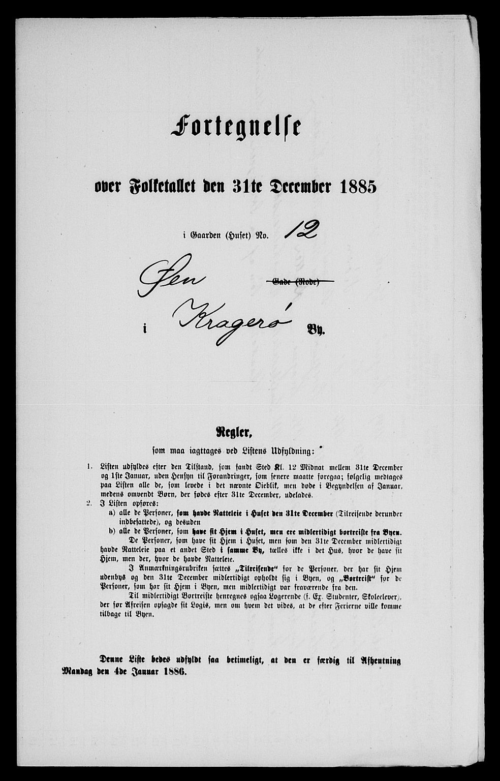 SAKO, Folketelling 1885 for 0801 Kragerø kjøpstad, 1885, s. 483