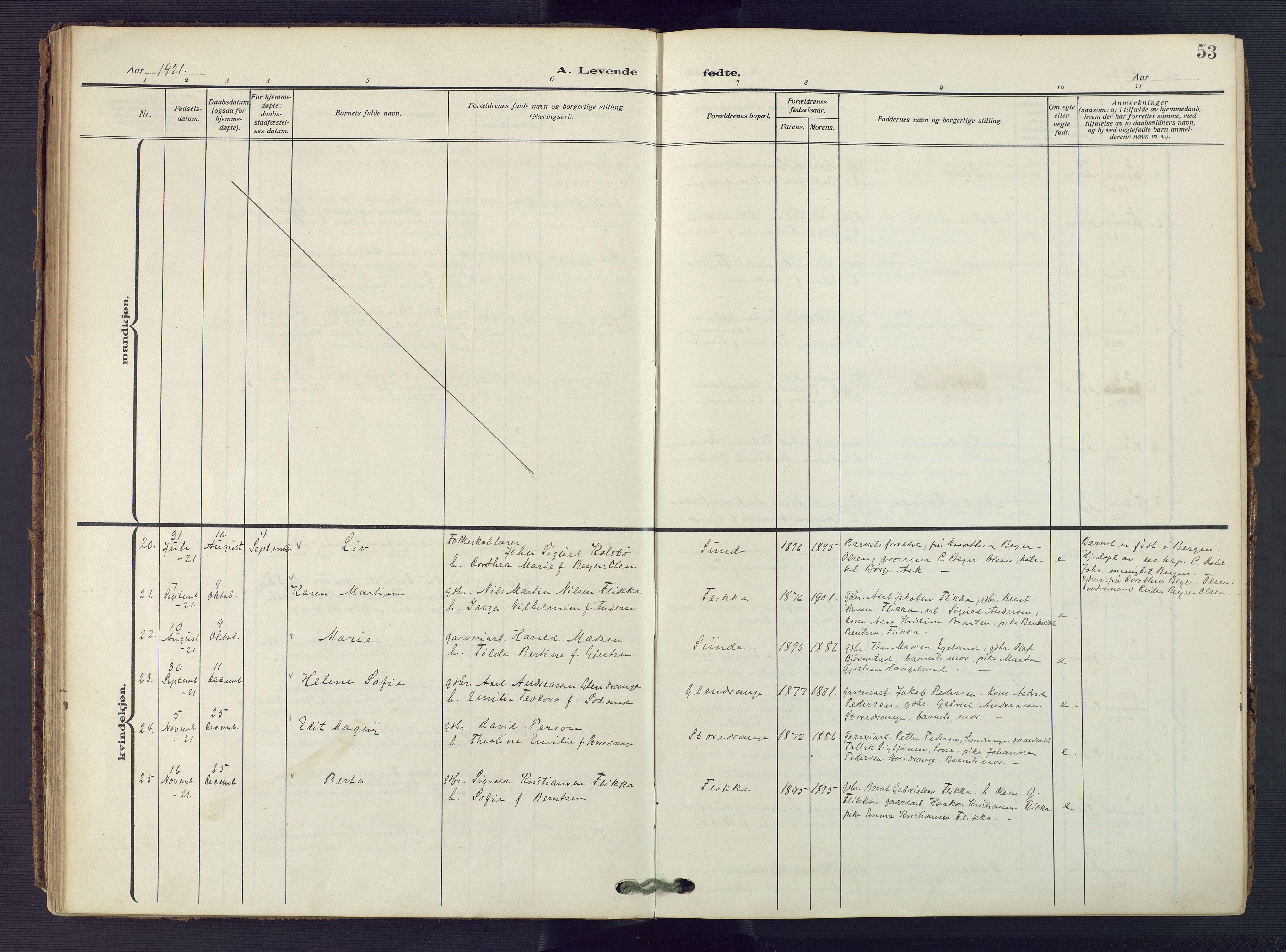 Flekkefjord sokneprestkontor, AV/SAK-1111-0012/F/Fa/Fac/L0010: Ministerialbok nr. A 10, 1910-1927, s. 53