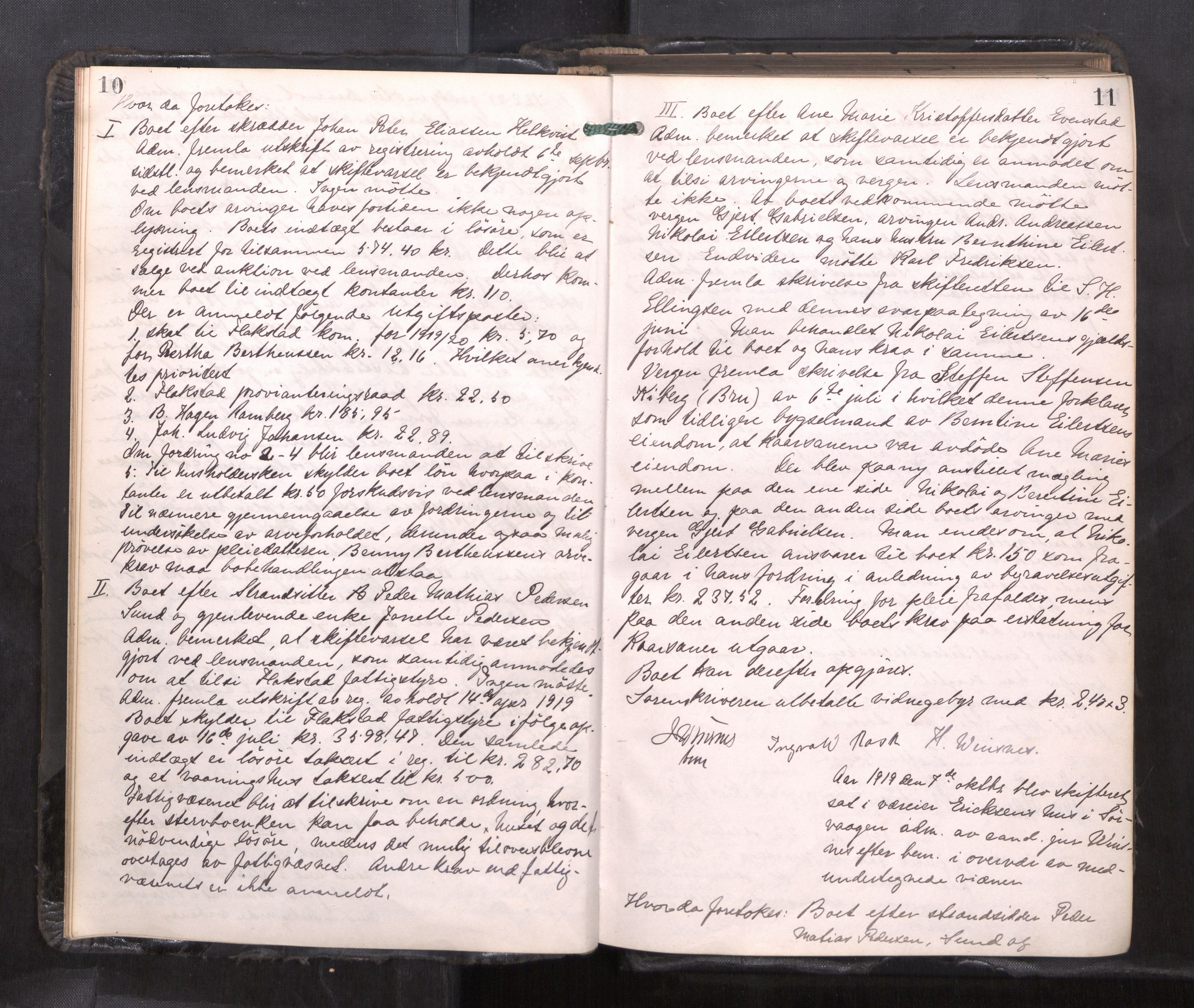 Lofoten sorenskriveri, AV/SAT-A-0017/1/3/3B/L0010: Skifteforhandlings-protokoll, 1919-1922, s. 10-11