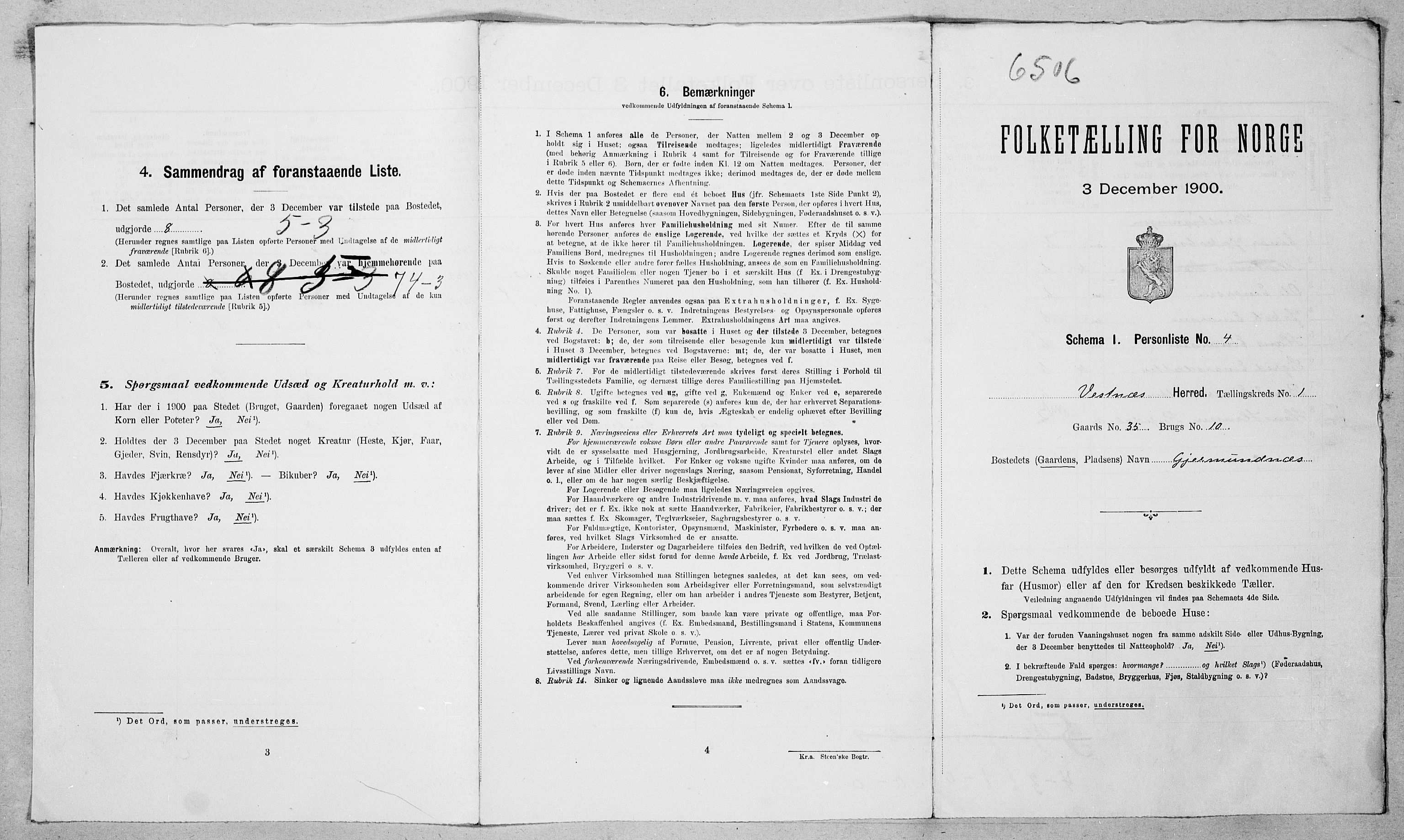 SAT, Folketelling 1900 for 1535 Vestnes herred, 1900, s. 70