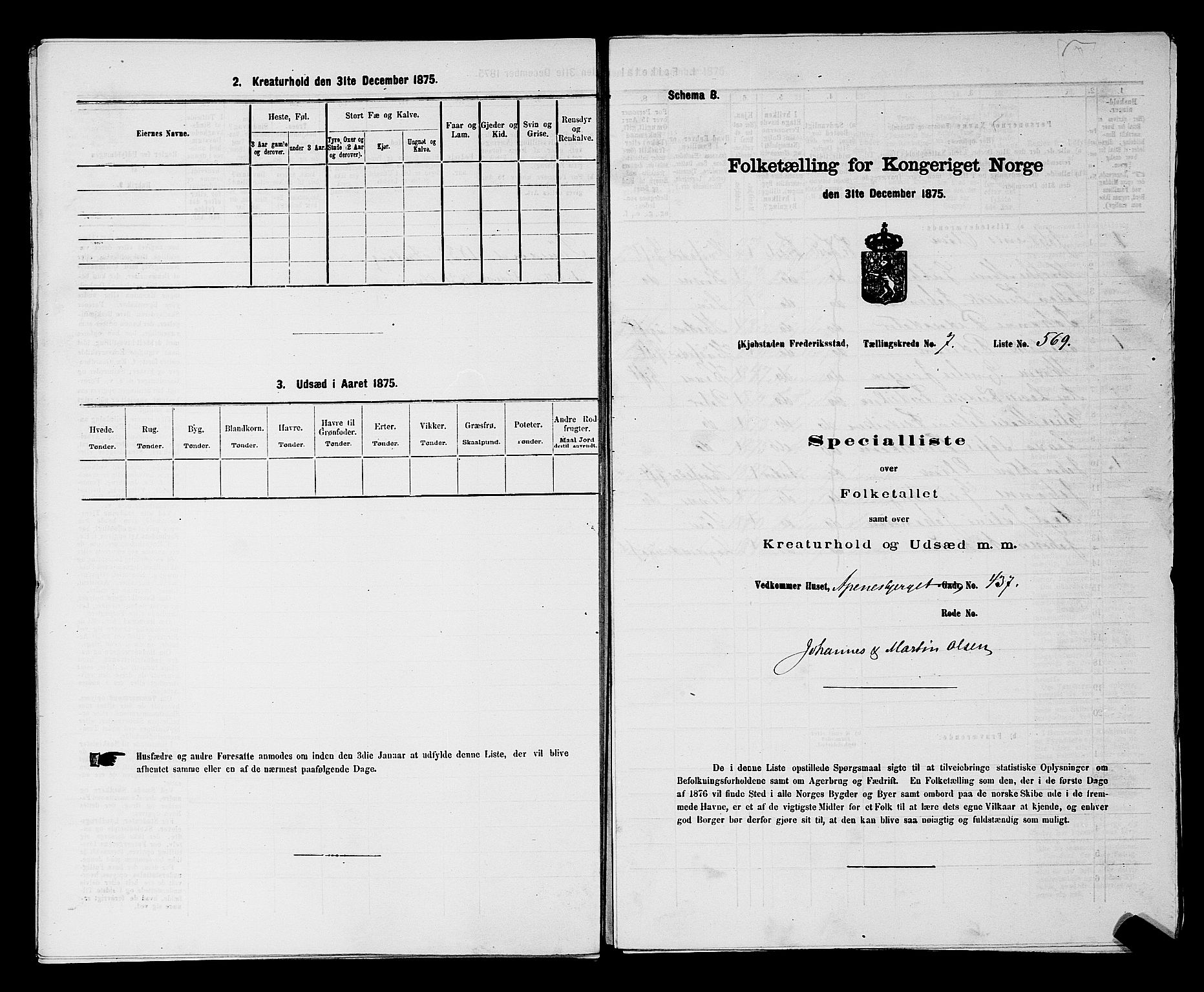 RA, Folketelling 1875 for 0103B Fredrikstad prestegjeld, Fredrikstad kjøpstad, 1875, s. 1301