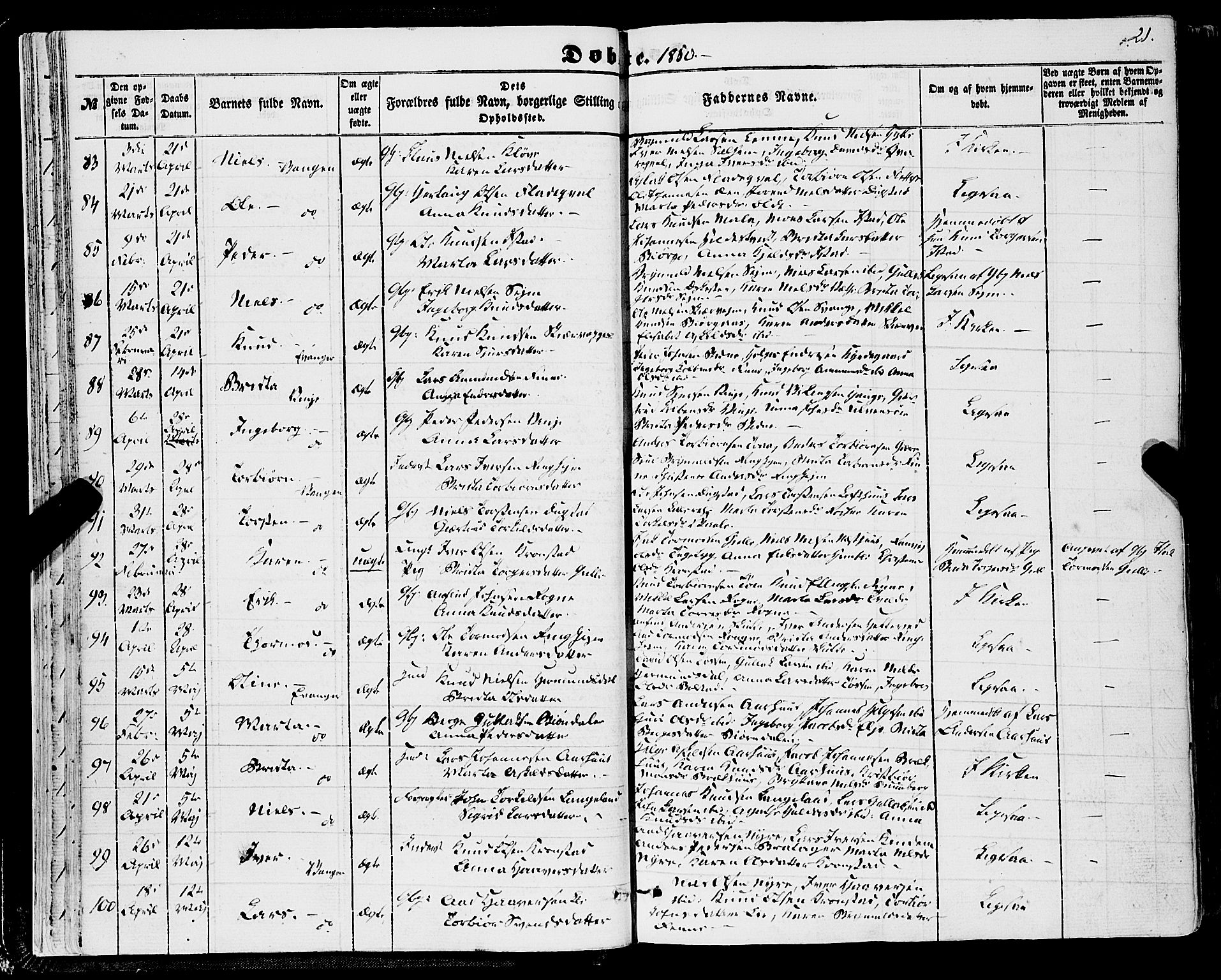 Voss sokneprestembete, AV/SAB-A-79001/H/Haa: Ministerialbok nr. A 16, 1849-1863, s. 21