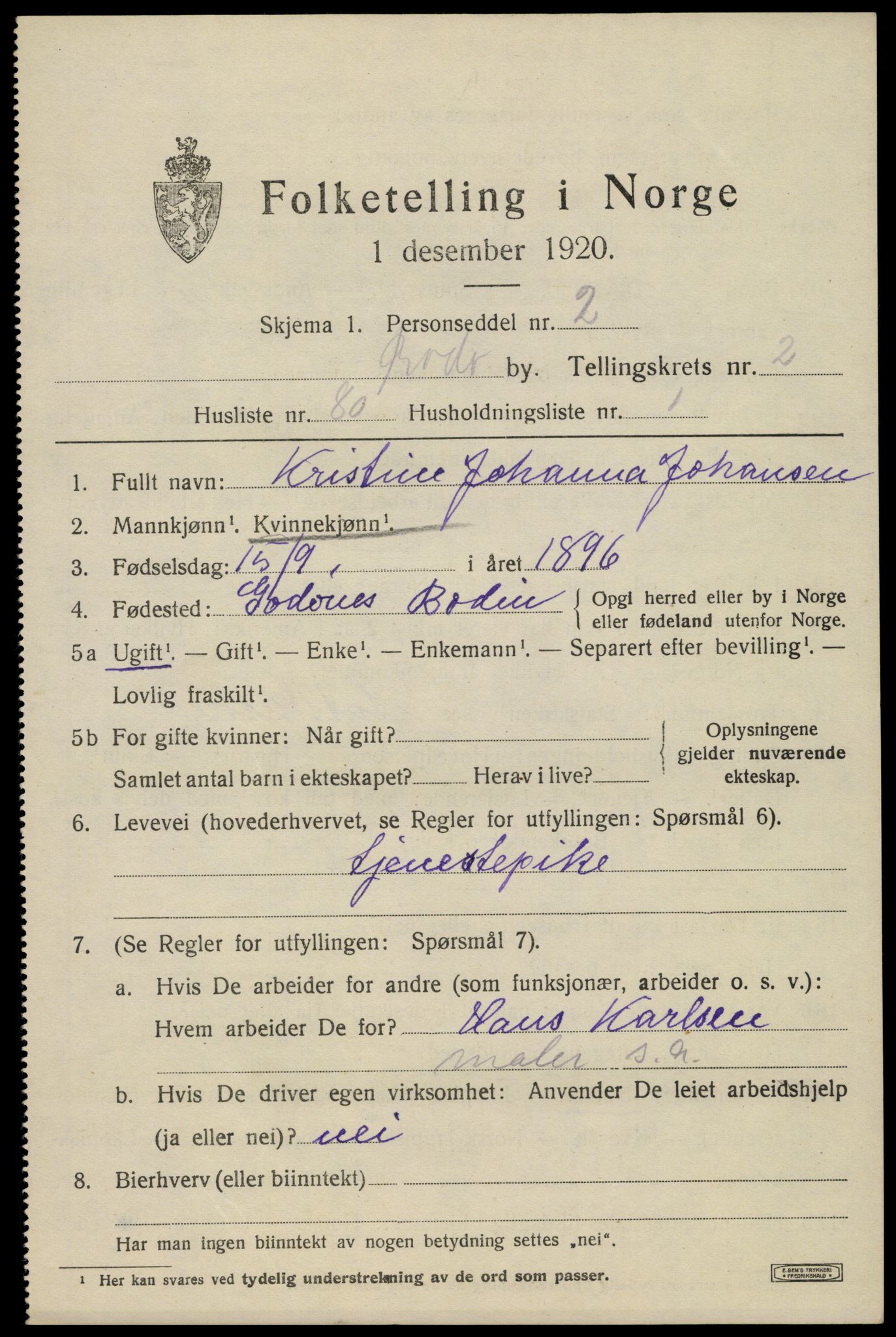 SAT, Folketelling 1920 for 1804 Bodø kjøpstad, 1920, s. 5493